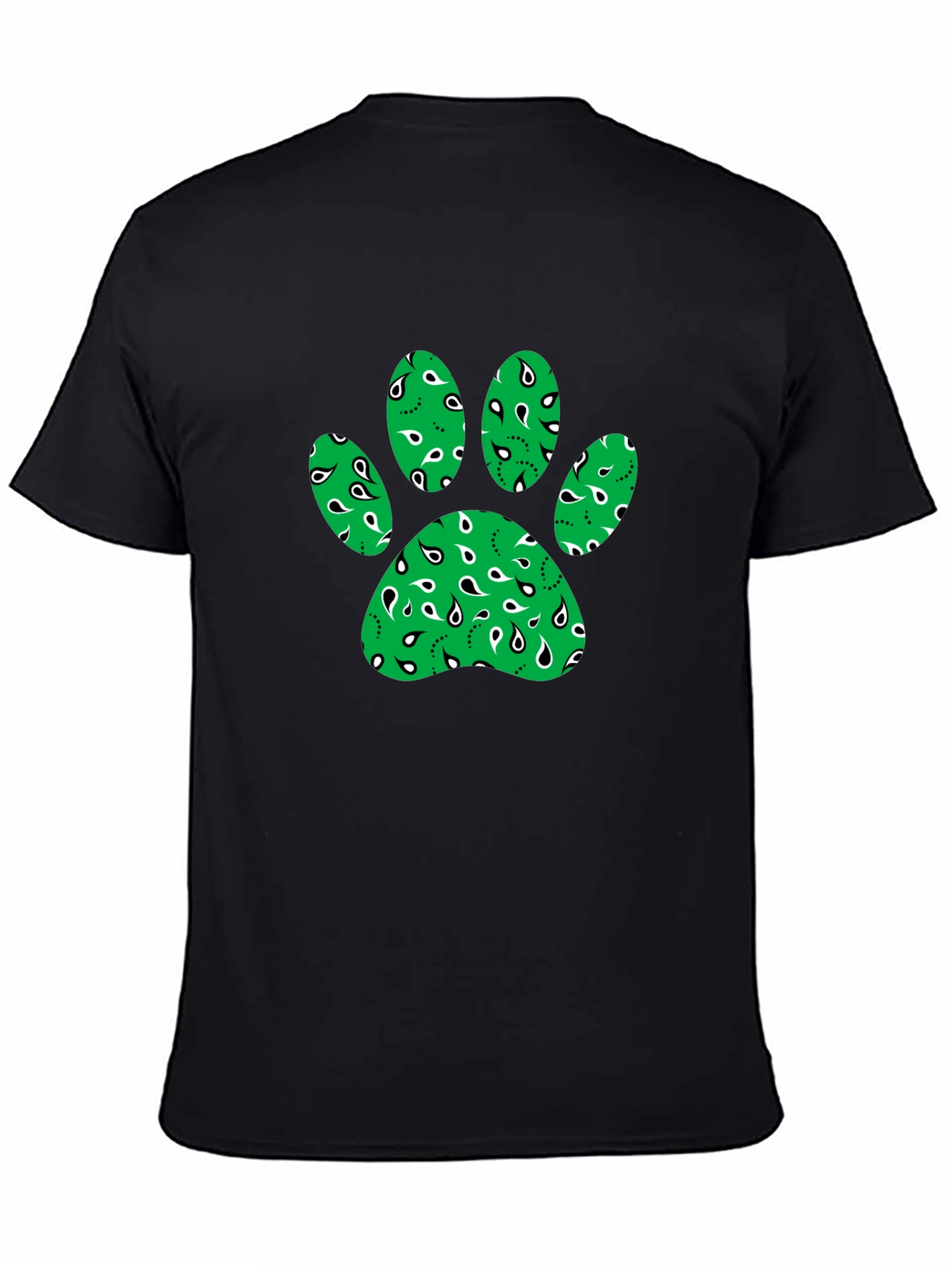 Green Paw Print Bandana Design T-Shirt