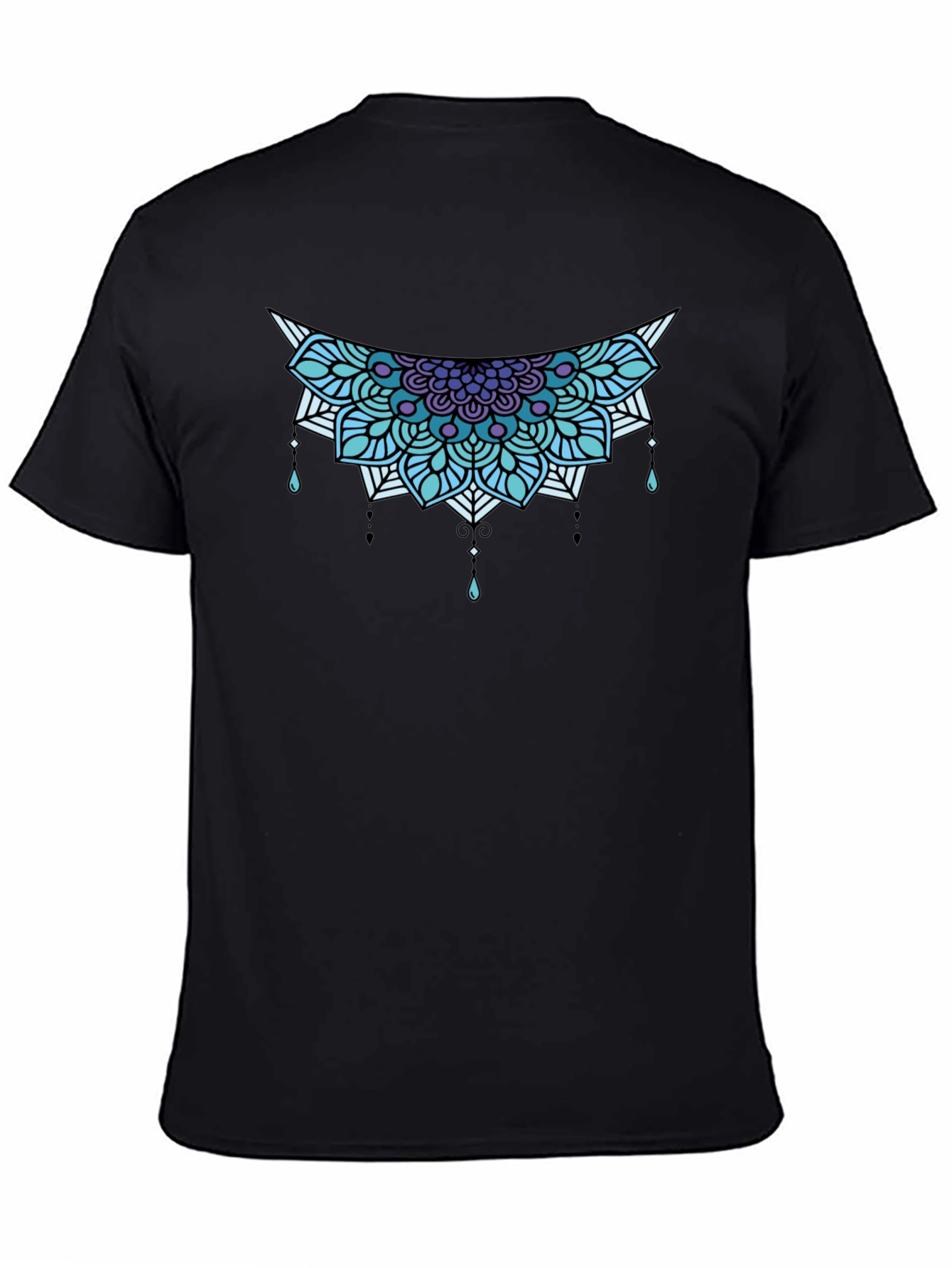 Geometric Mandala Graphic Tee - Black