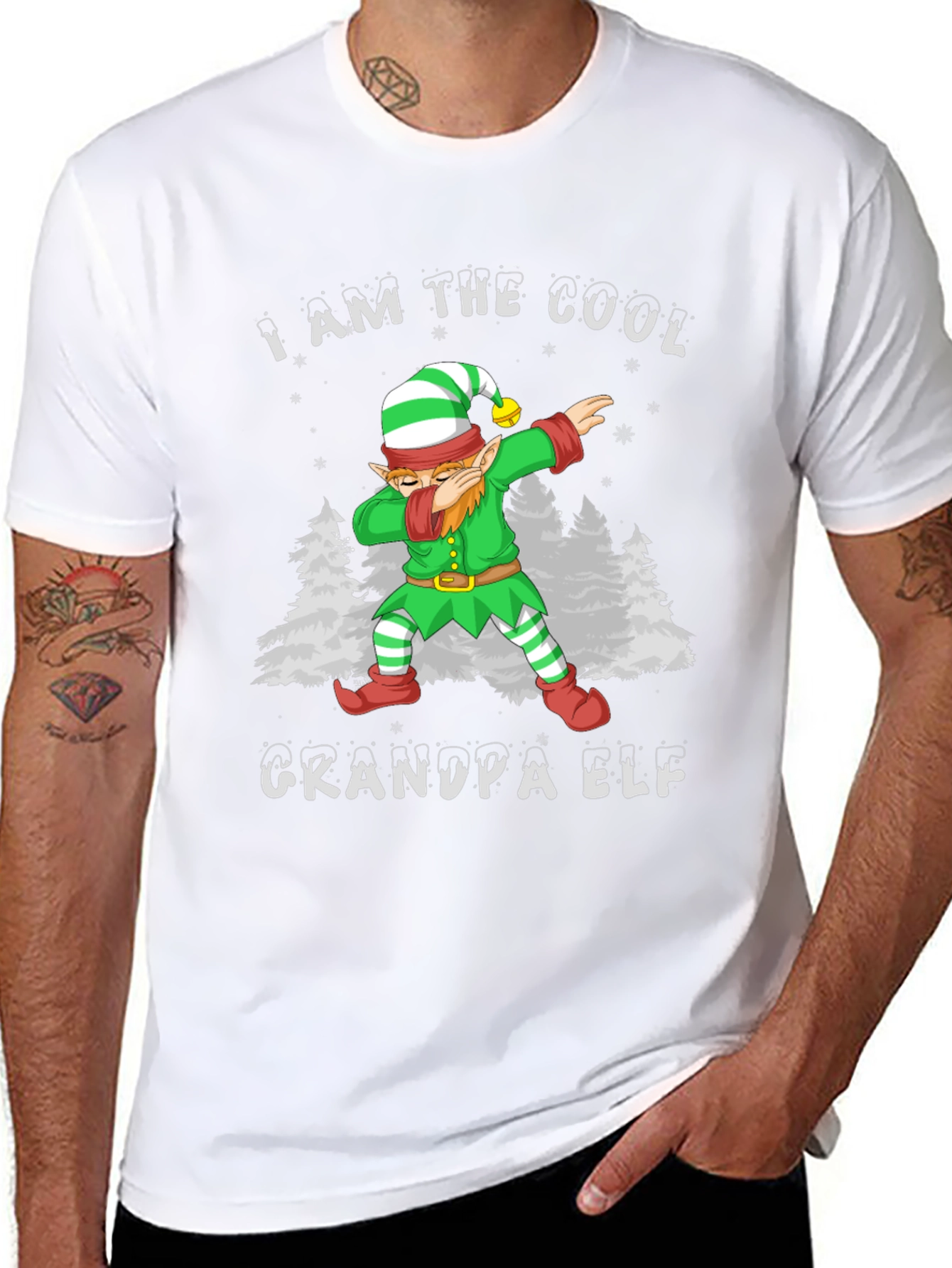 Cool Grandpa Elf Dabbing Christmas T-Shirt