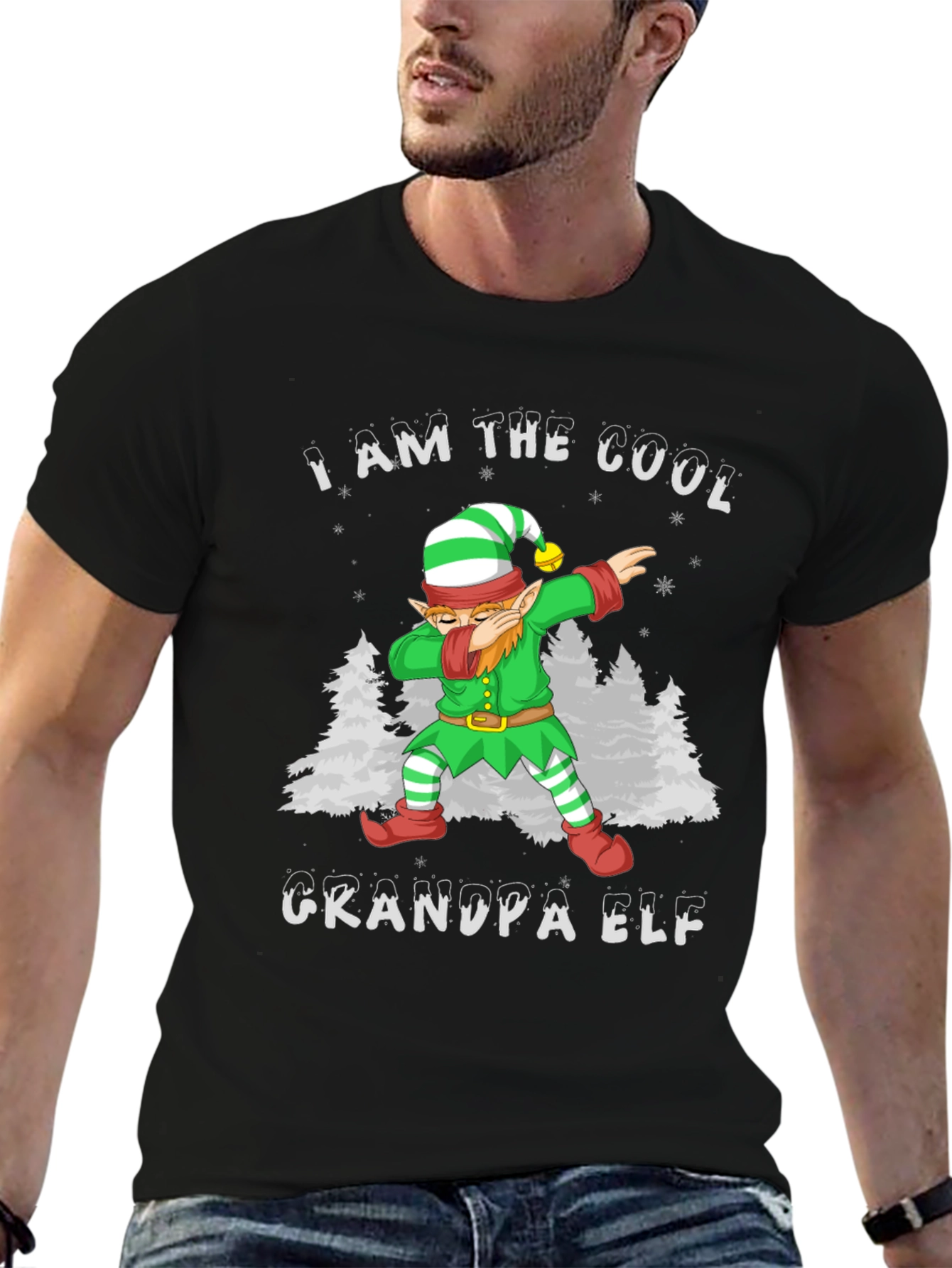 Cool Grandpa Elf Dabbing Christmas T-Shirt