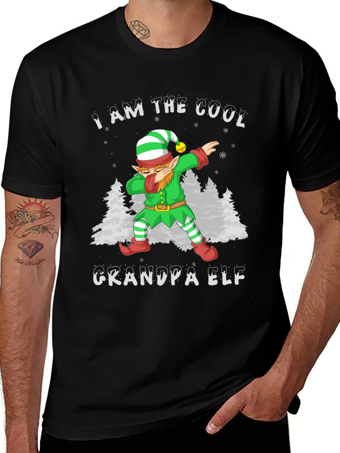 Cool Grandpa Elf Dabbing Christmas T-Shirt
