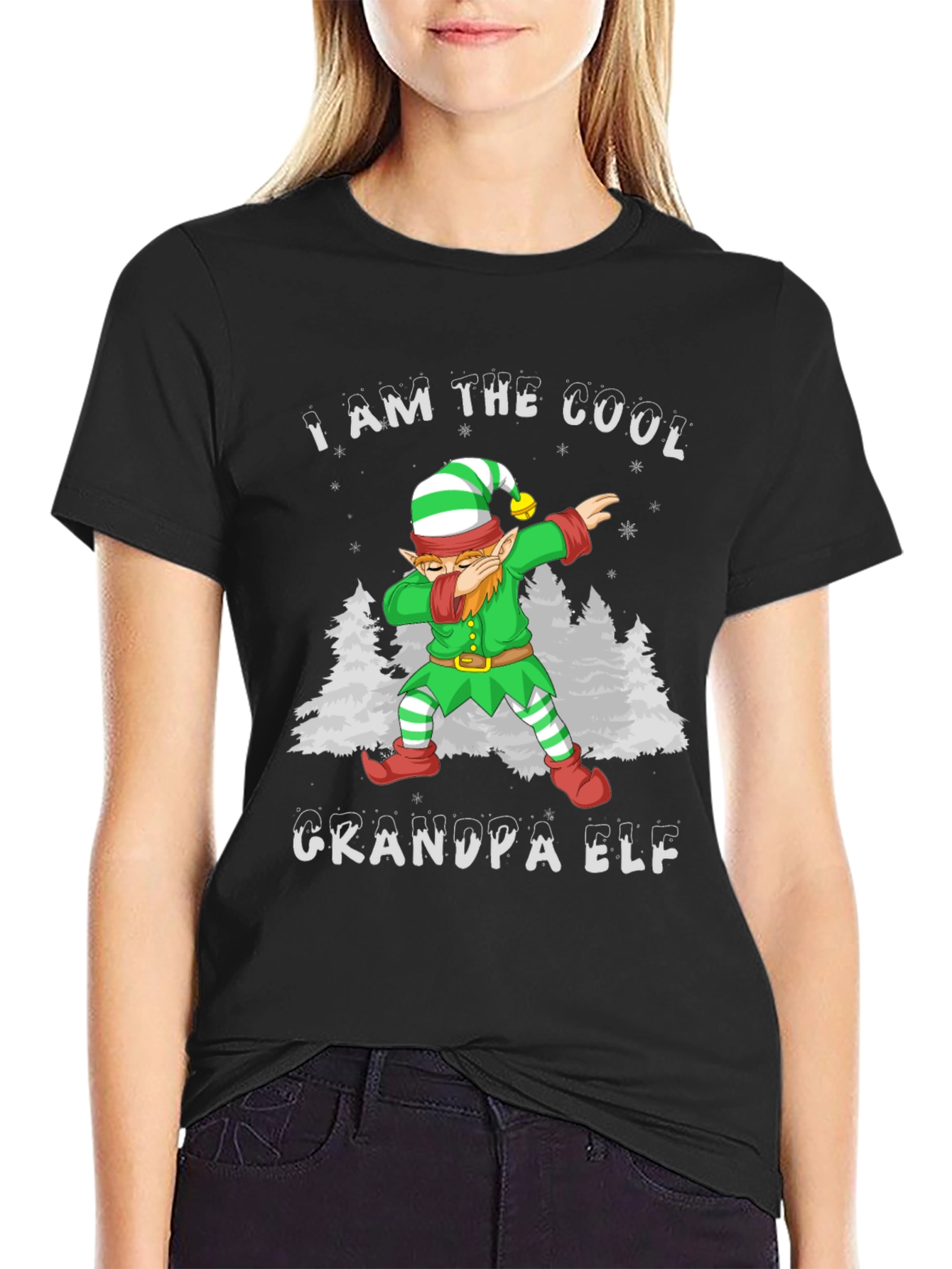 Cool Grandpa Elf Dabbing Christmas T-Shirt