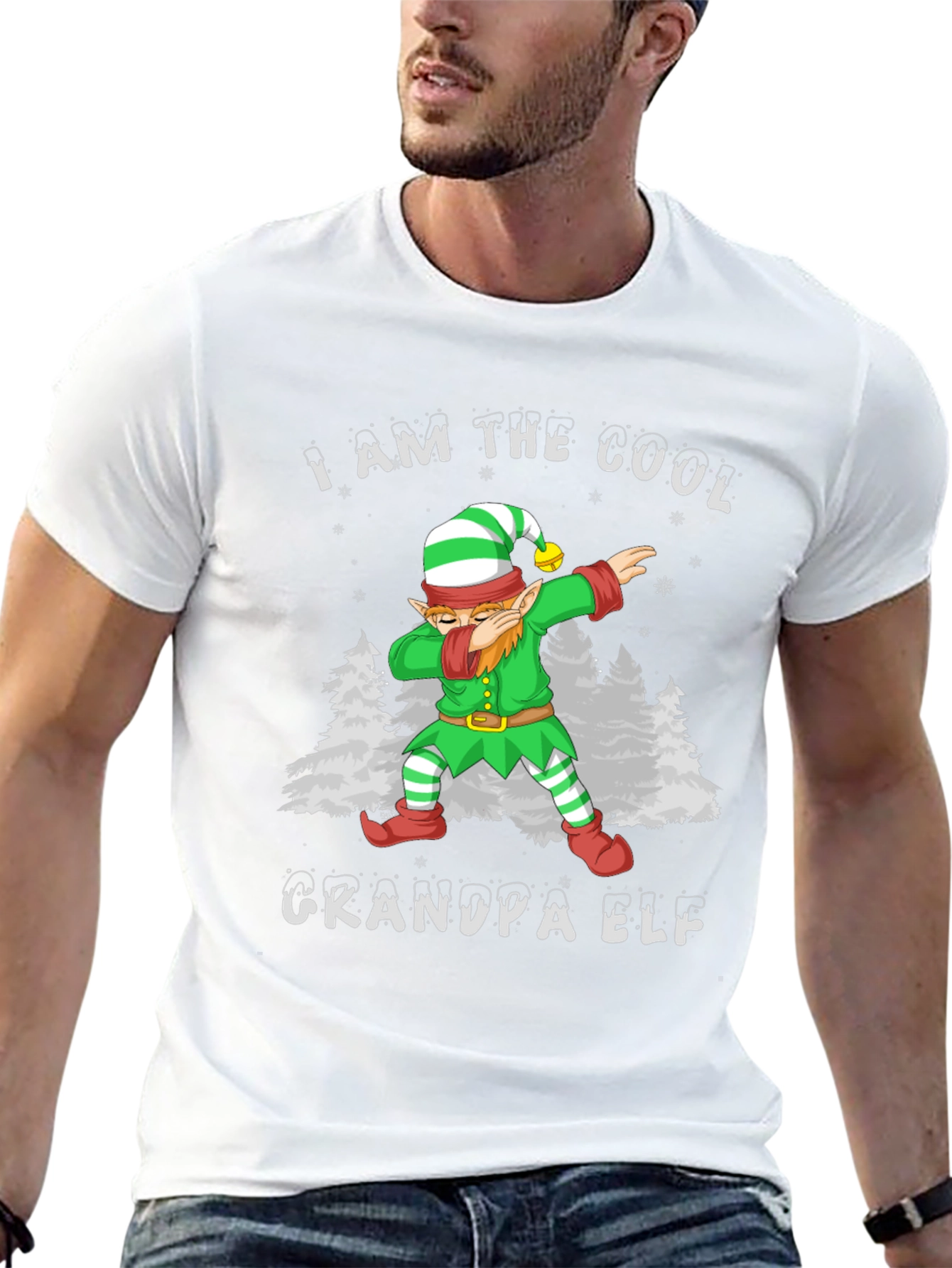 Cool Grandpa Elf Dabbing Christmas T-Shirt