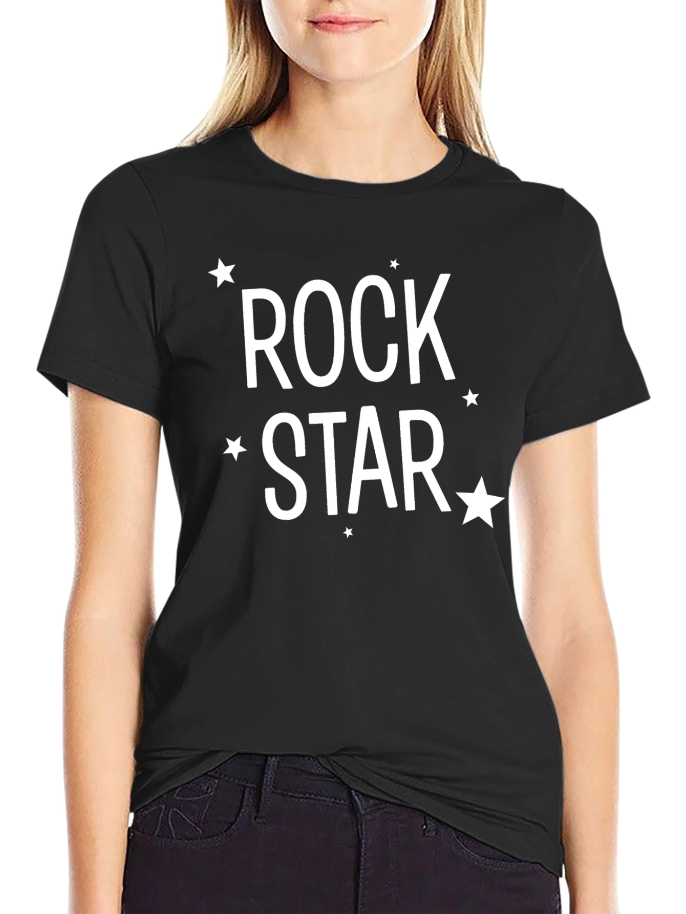 Rock Star Graphic Tee - Trendy Crew Neck T-Shirt