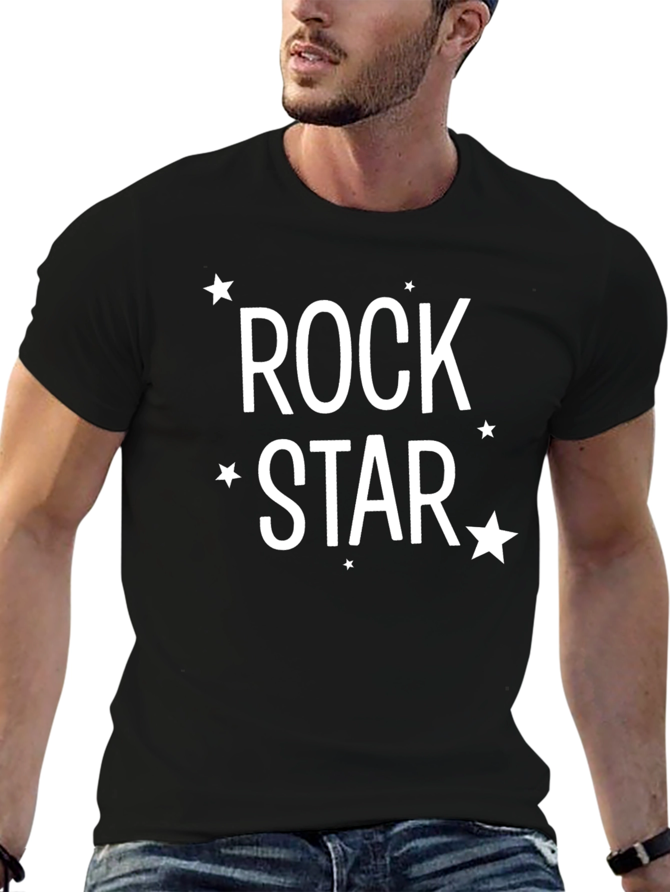 Rock Star Graphic Tee - Trendy Crew Neck T-Shirt