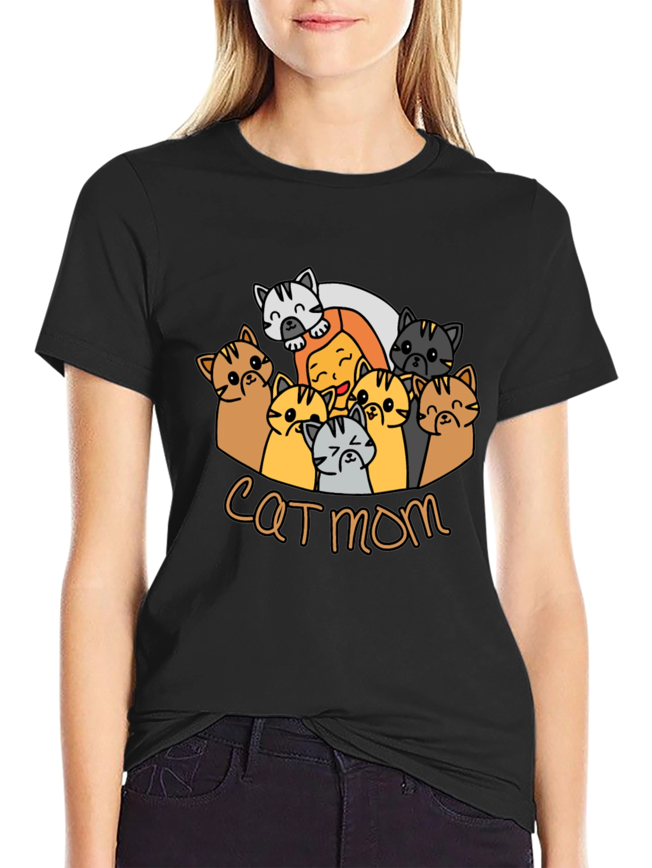 Cat Mom T-Shirt - Cute Cartoon Cats Tee