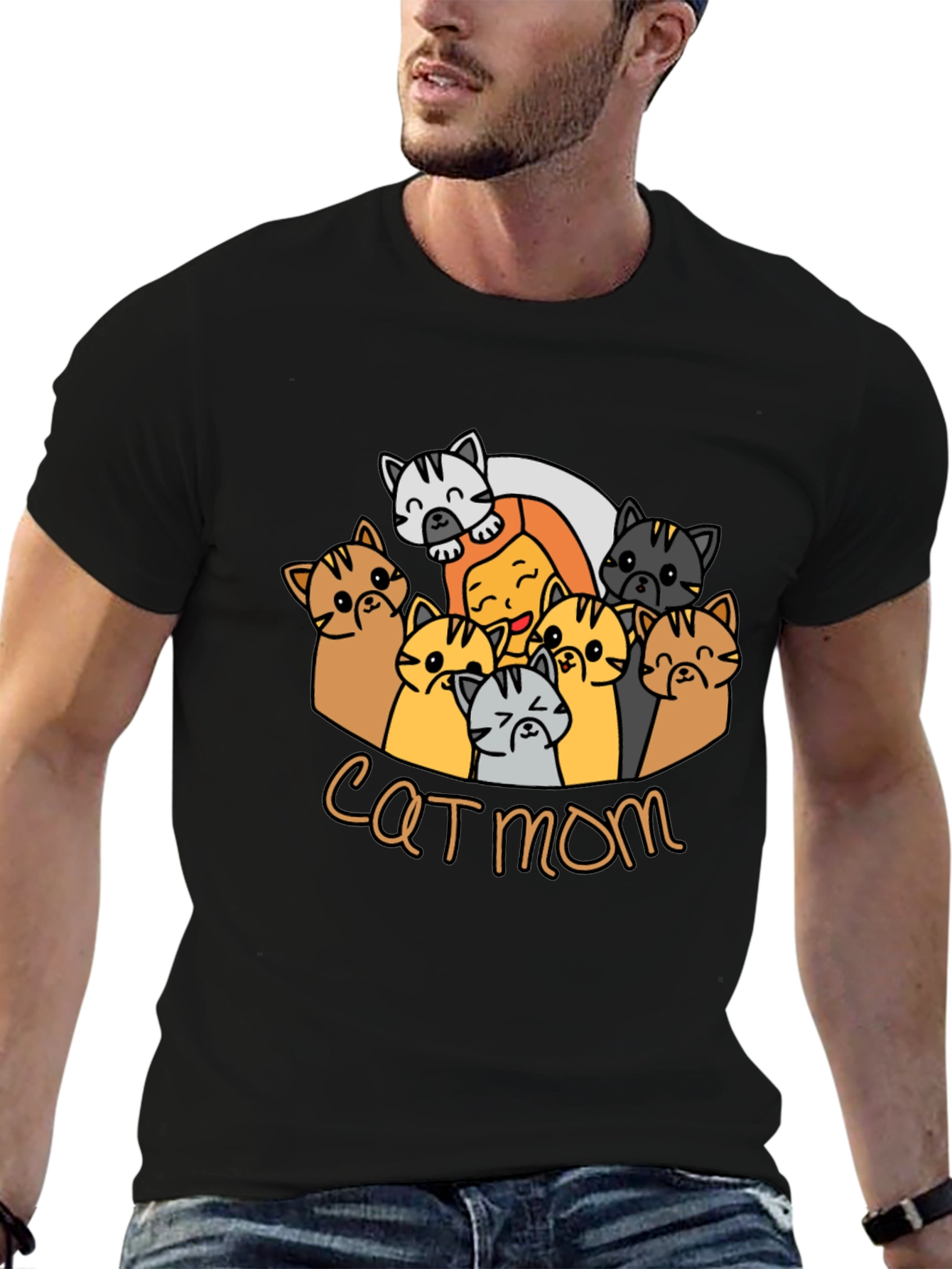 Cat Mom T-Shirt - Cute Cartoon Cats Tee