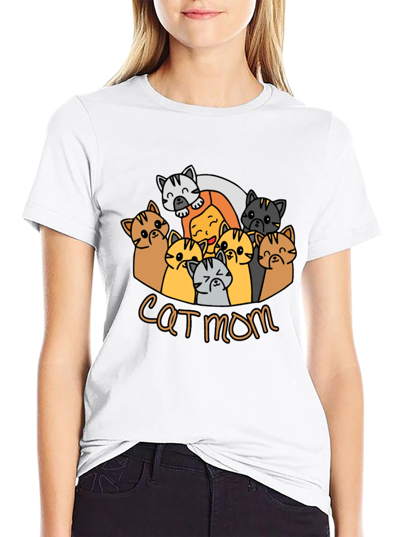 Cat Mom T-Shirt - Cute Cartoon Cats Tee