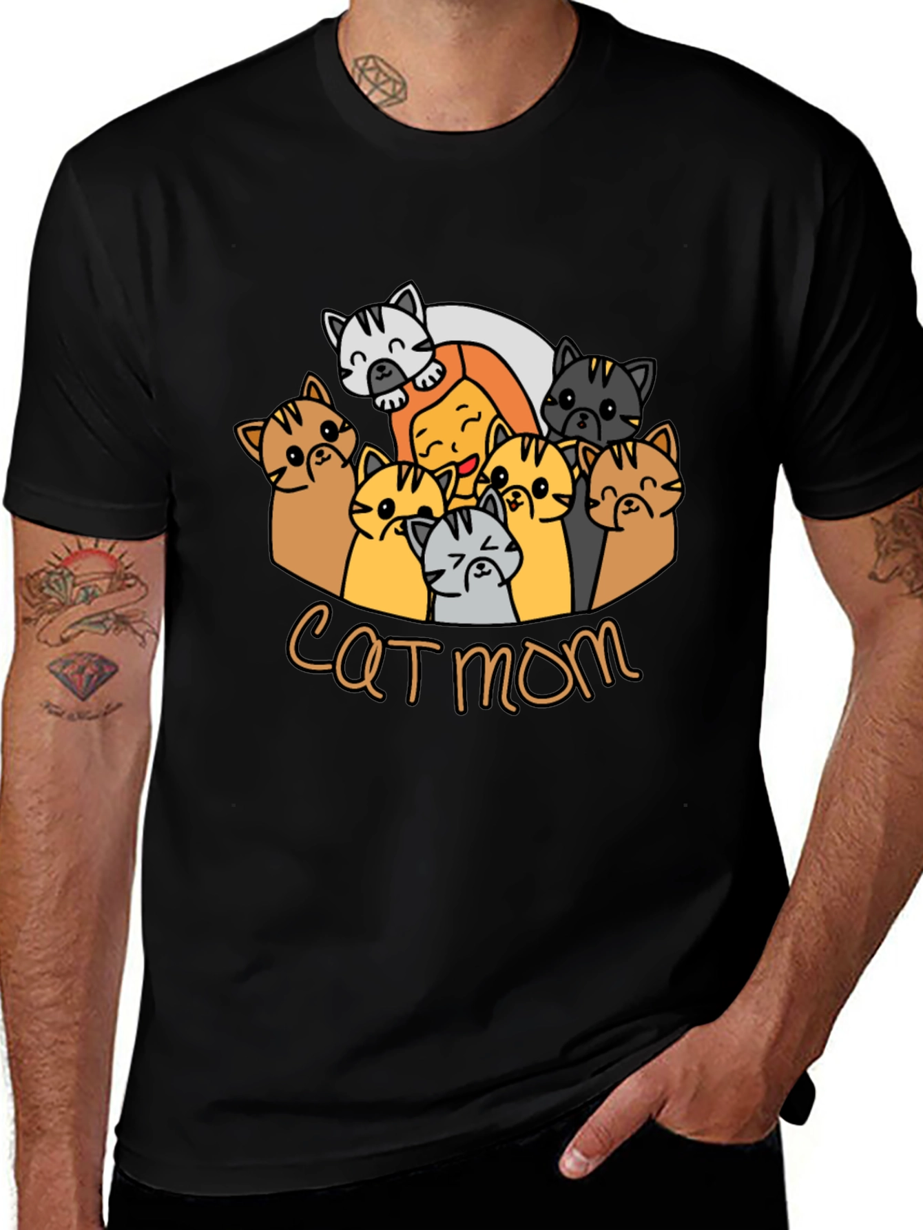Cat Mom T-Shirt - Cute Cartoon Cats Tee