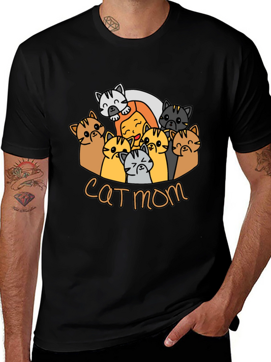 Cat Mom T-Shirt - Cute Cartoon Cats Tee