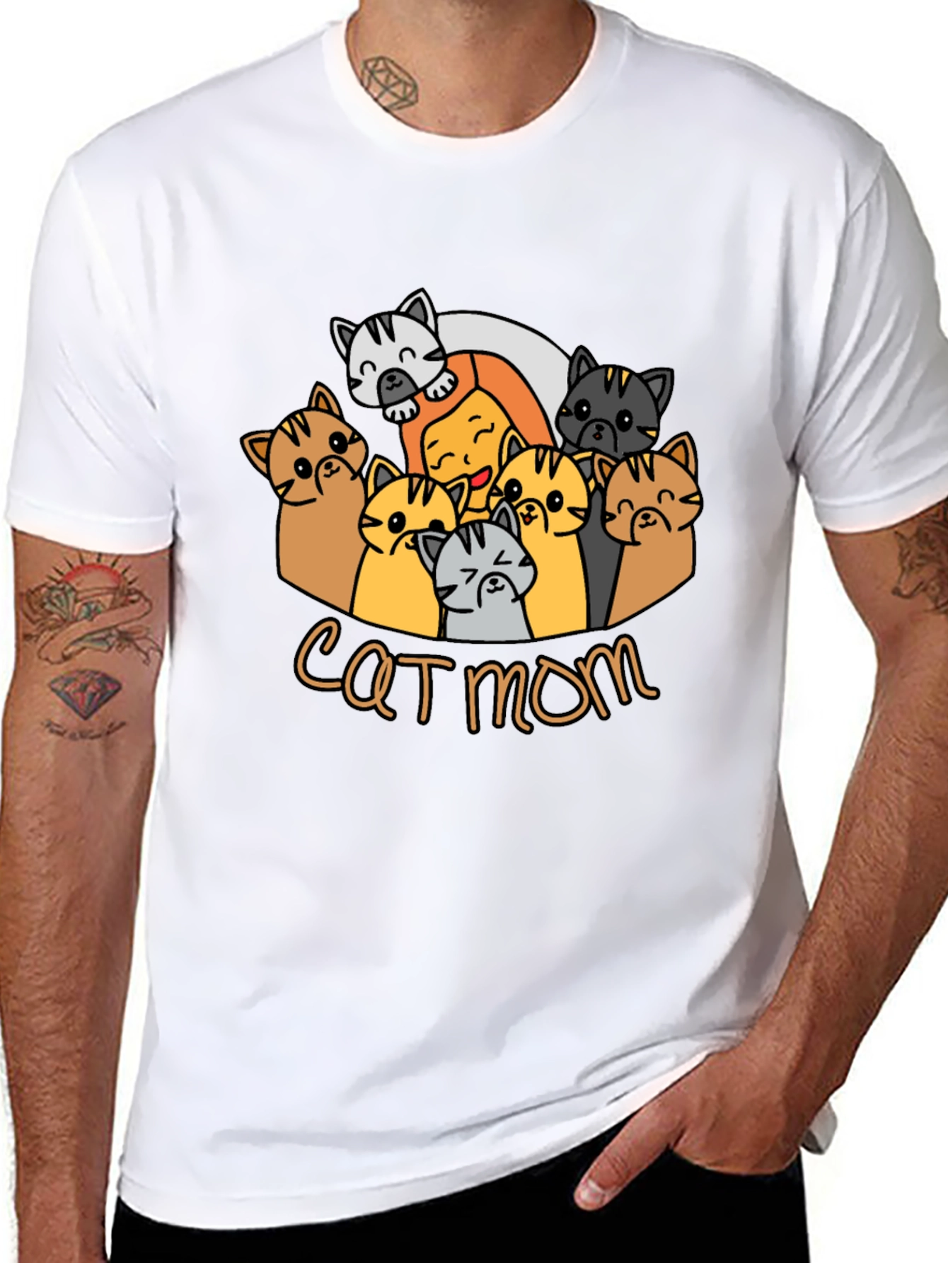 Cat Mom T-Shirt - Cute Cartoon Cats Tee