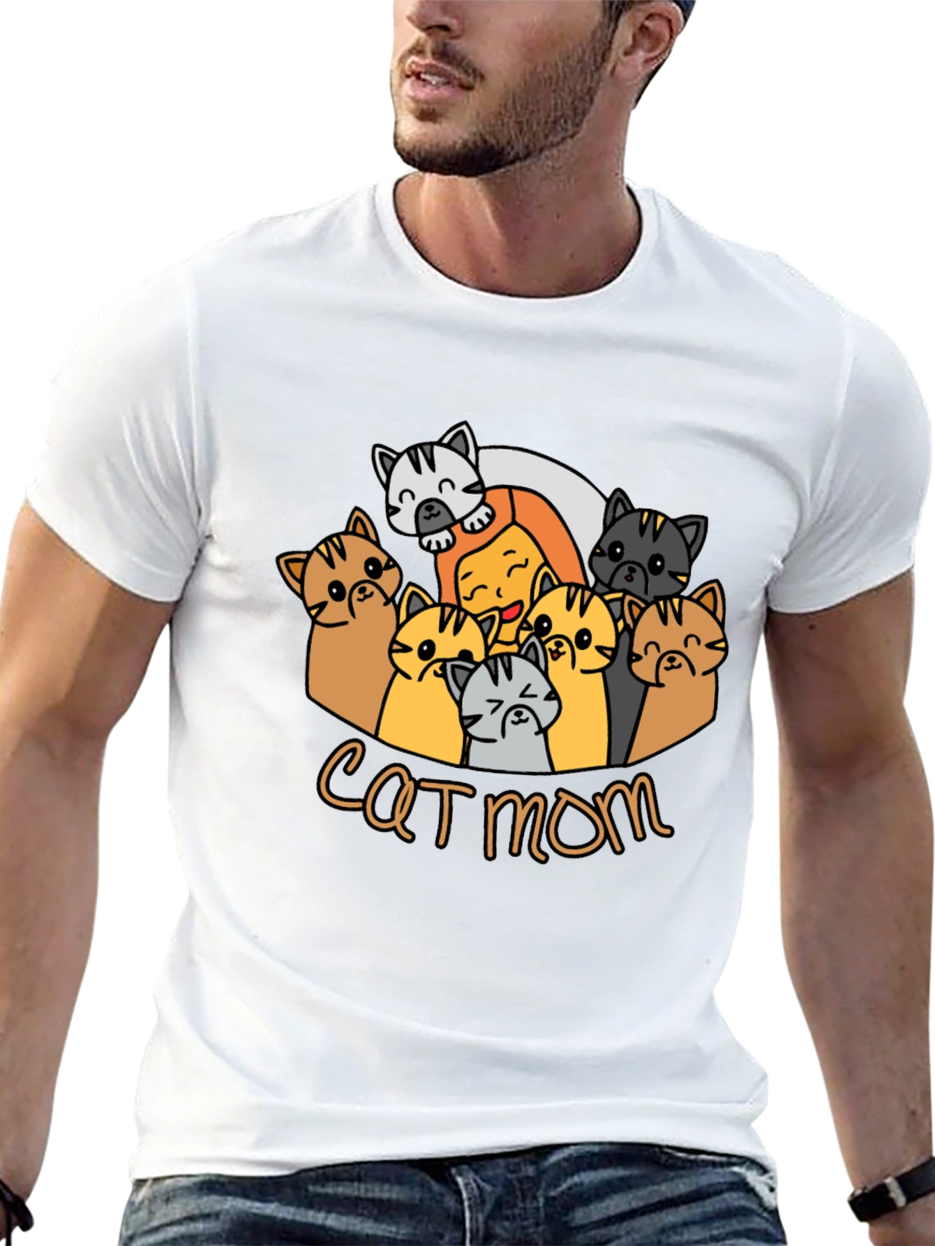 Cat Mom T-Shirt - Cute Cartoon Cats Tee