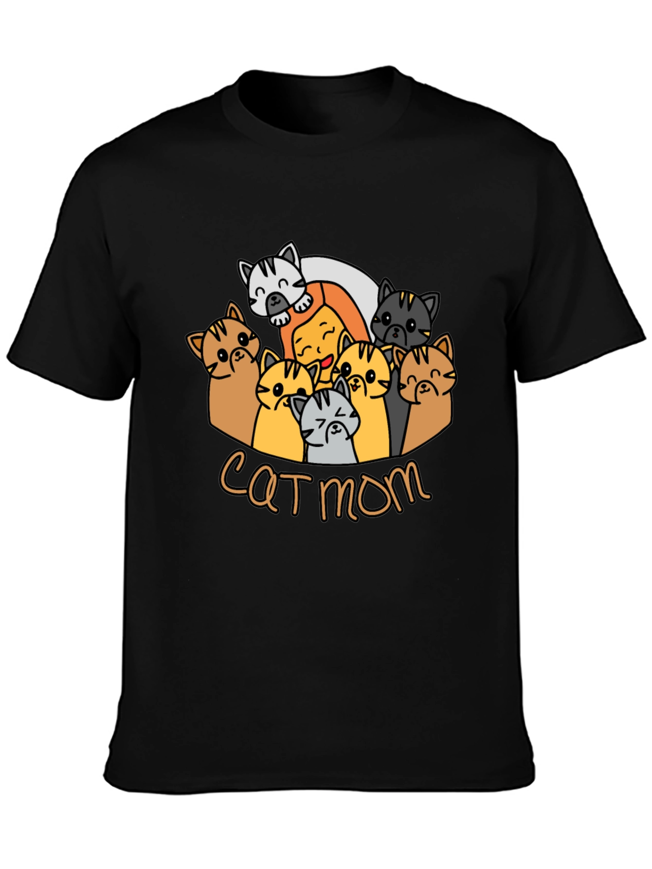 Cat Mom T-Shirt - Cute Cartoon Cats Tee