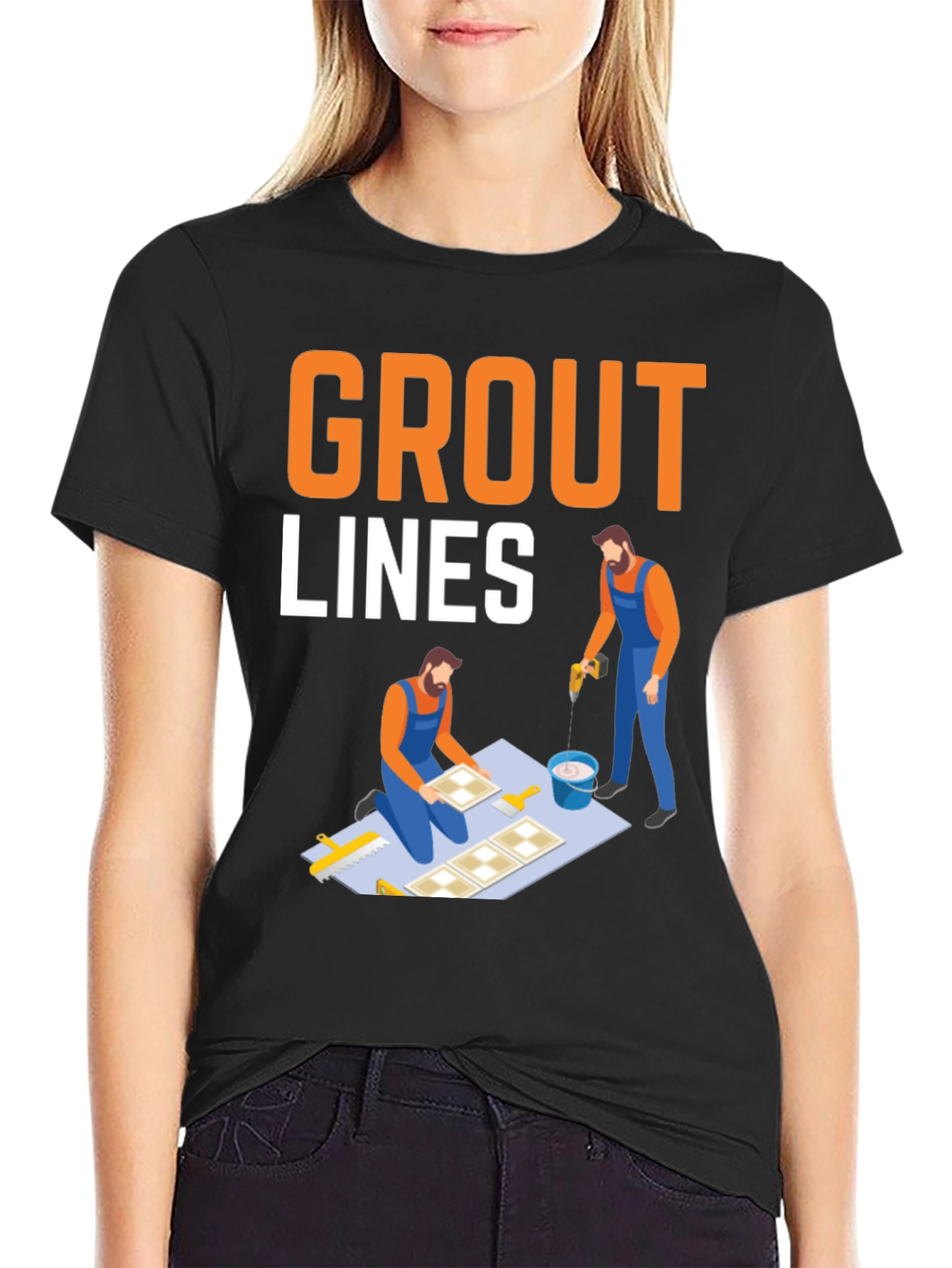 Grout Lines T-Shirt - Tiling & Construction Humor