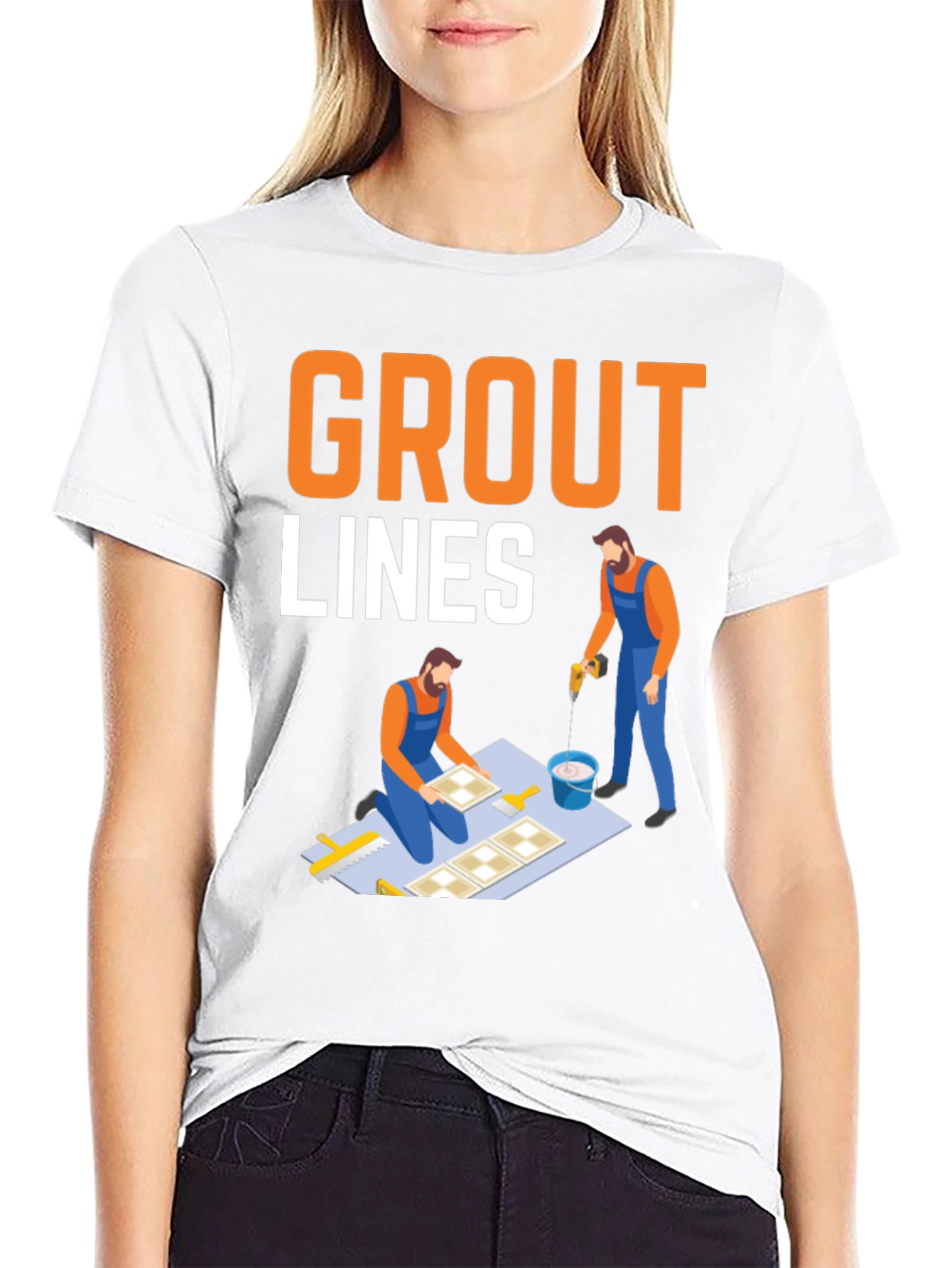 Grout Lines T-Shirt - Tiling & Construction Humor