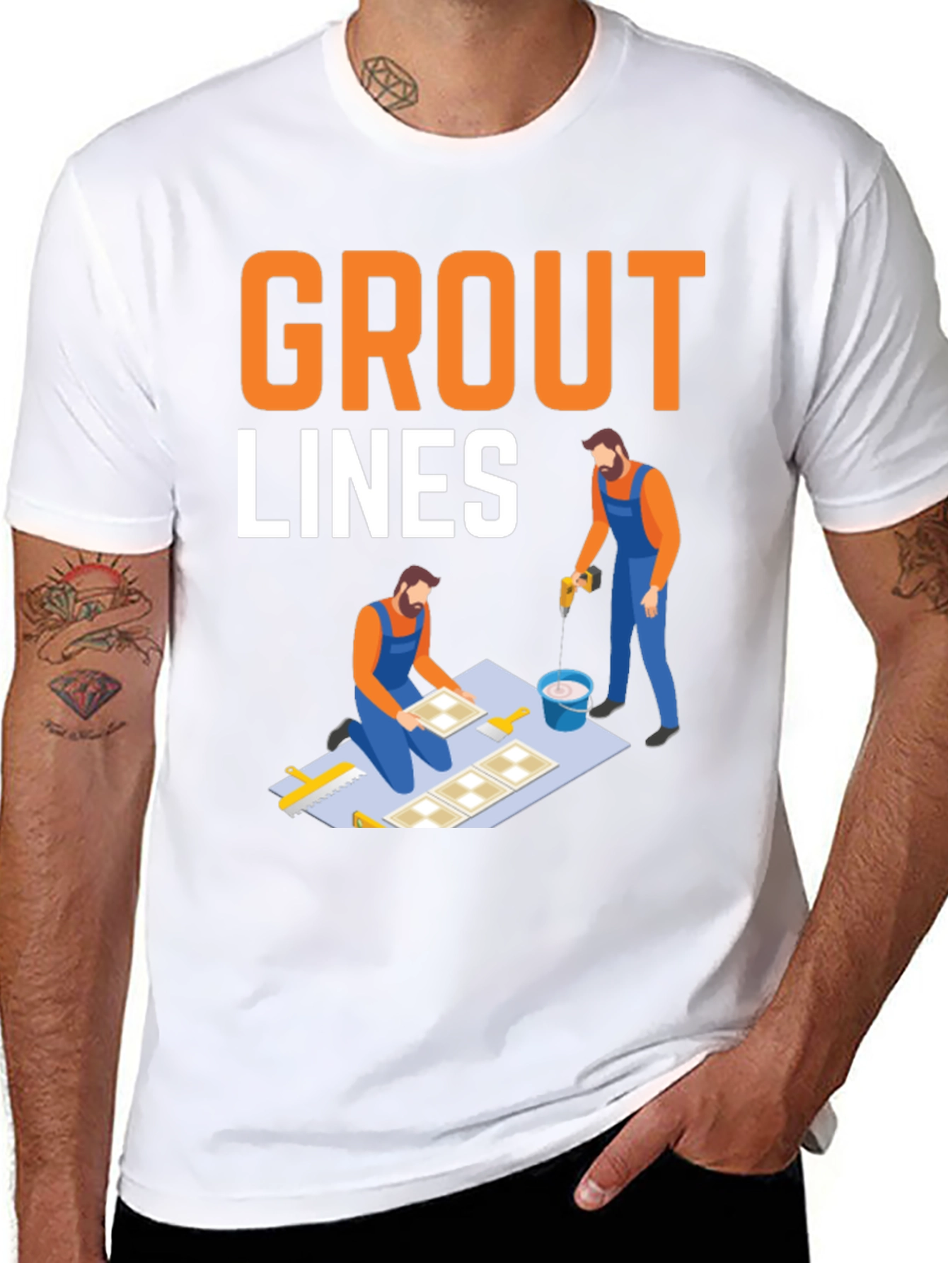 Grout Lines T-Shirt - Tiling & Construction Humor