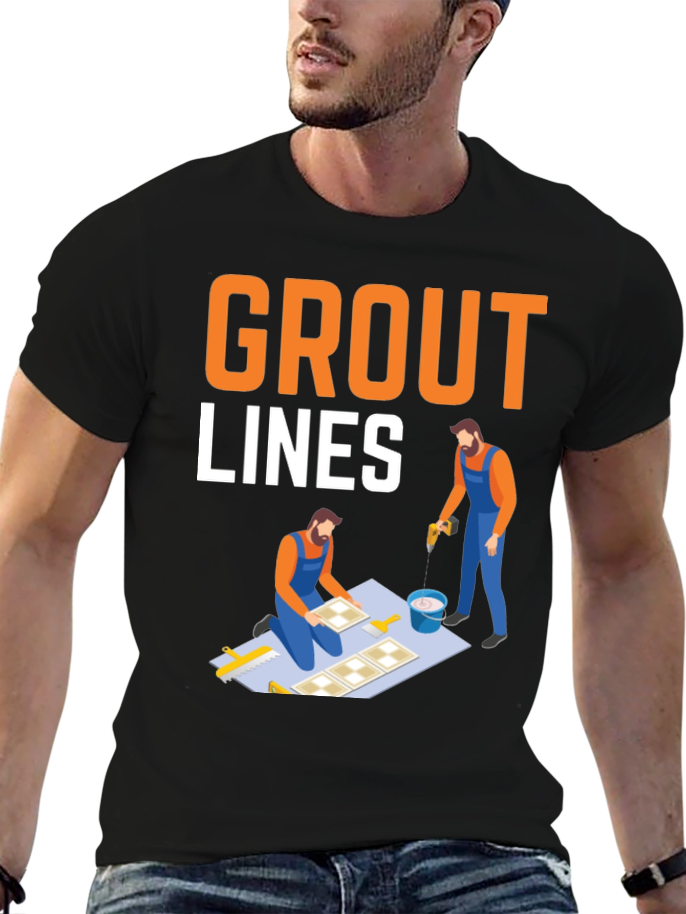 Grout Lines T-Shirt - Tiling & Construction Humor