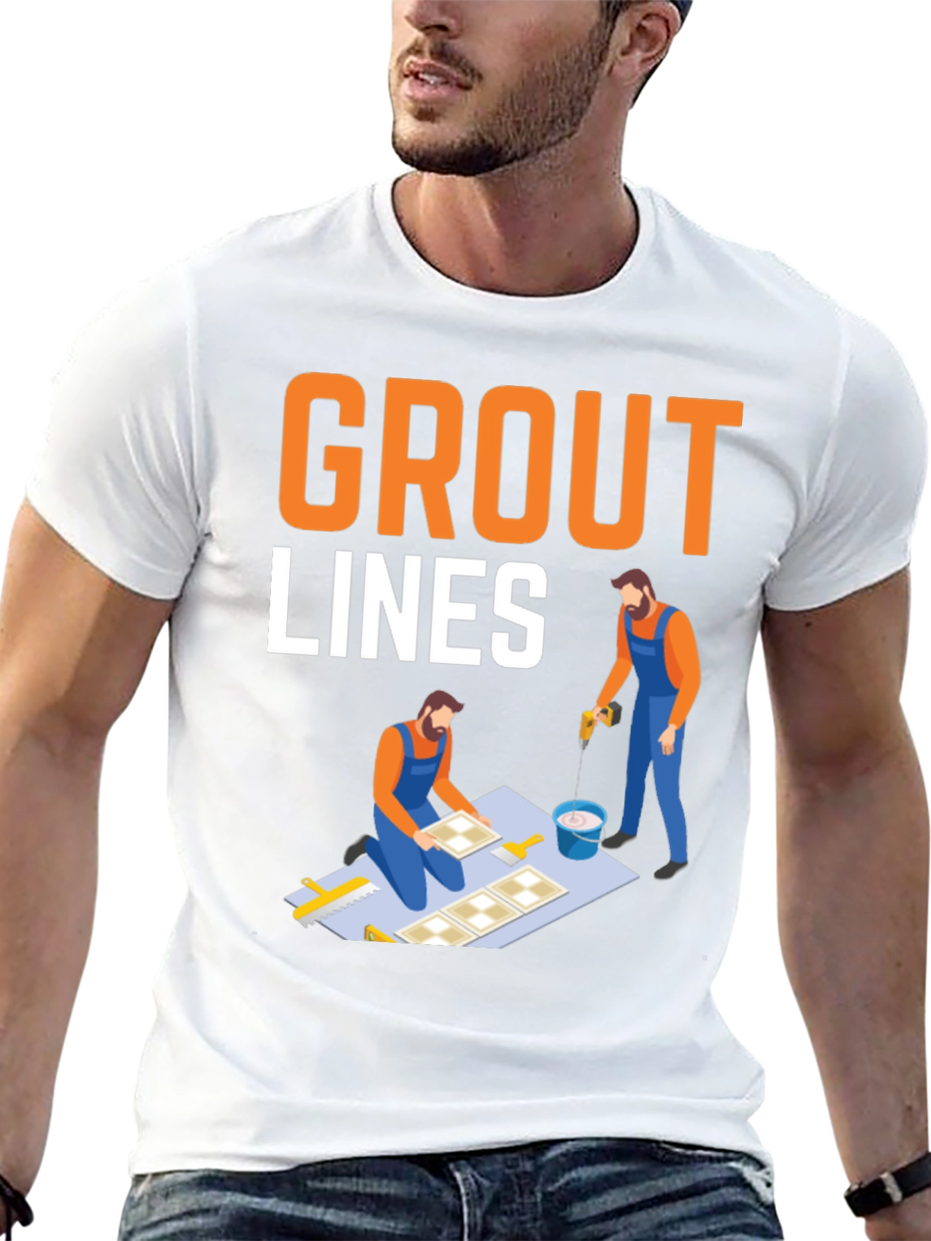 Grout Lines T-Shirt - Tiling & Construction Humor