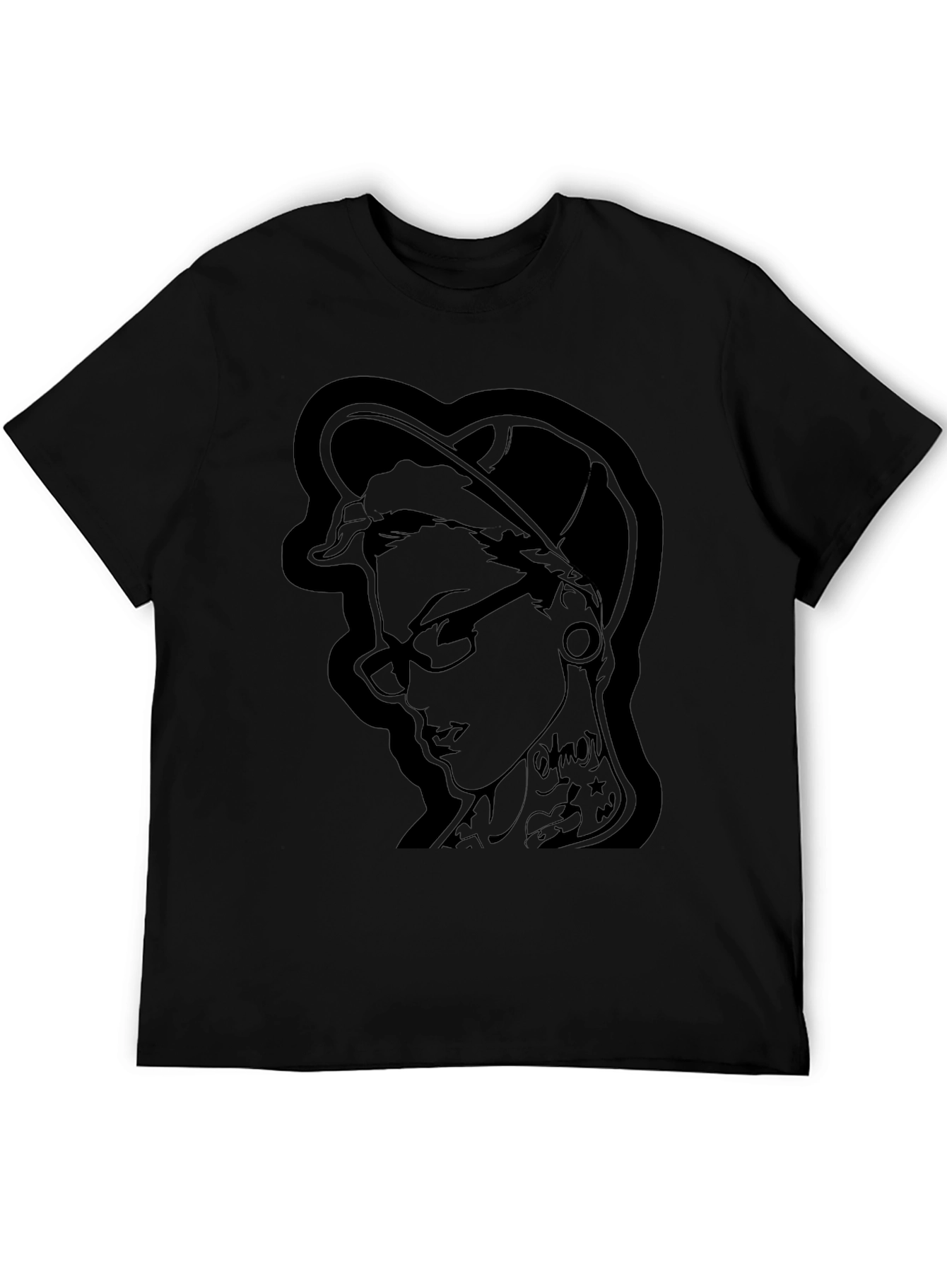 Edgy Ink Girl Graphic Black T-Shirt