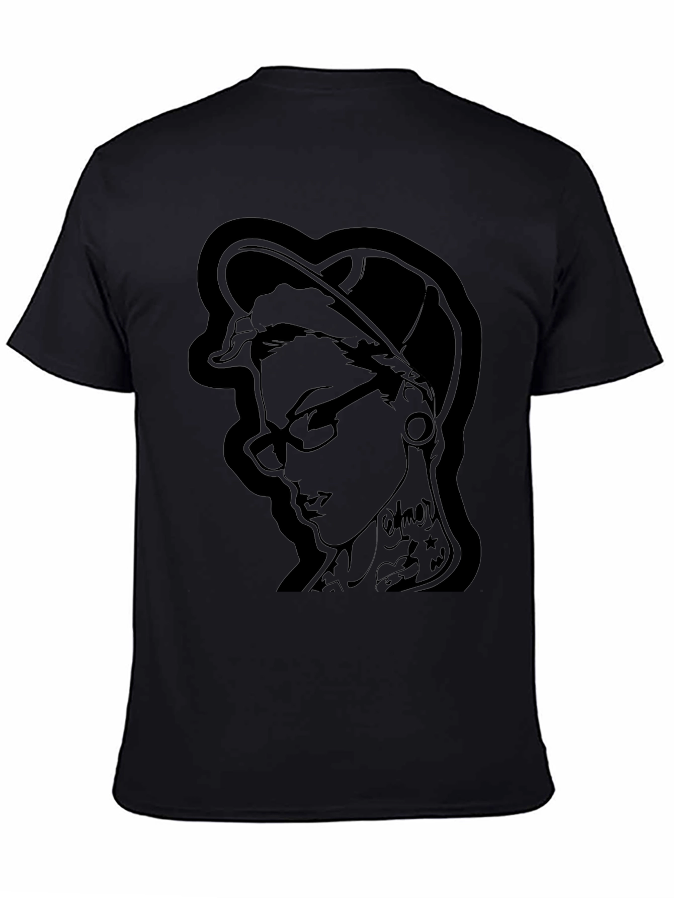 Edgy Ink Girl Graphic Black T-Shirt