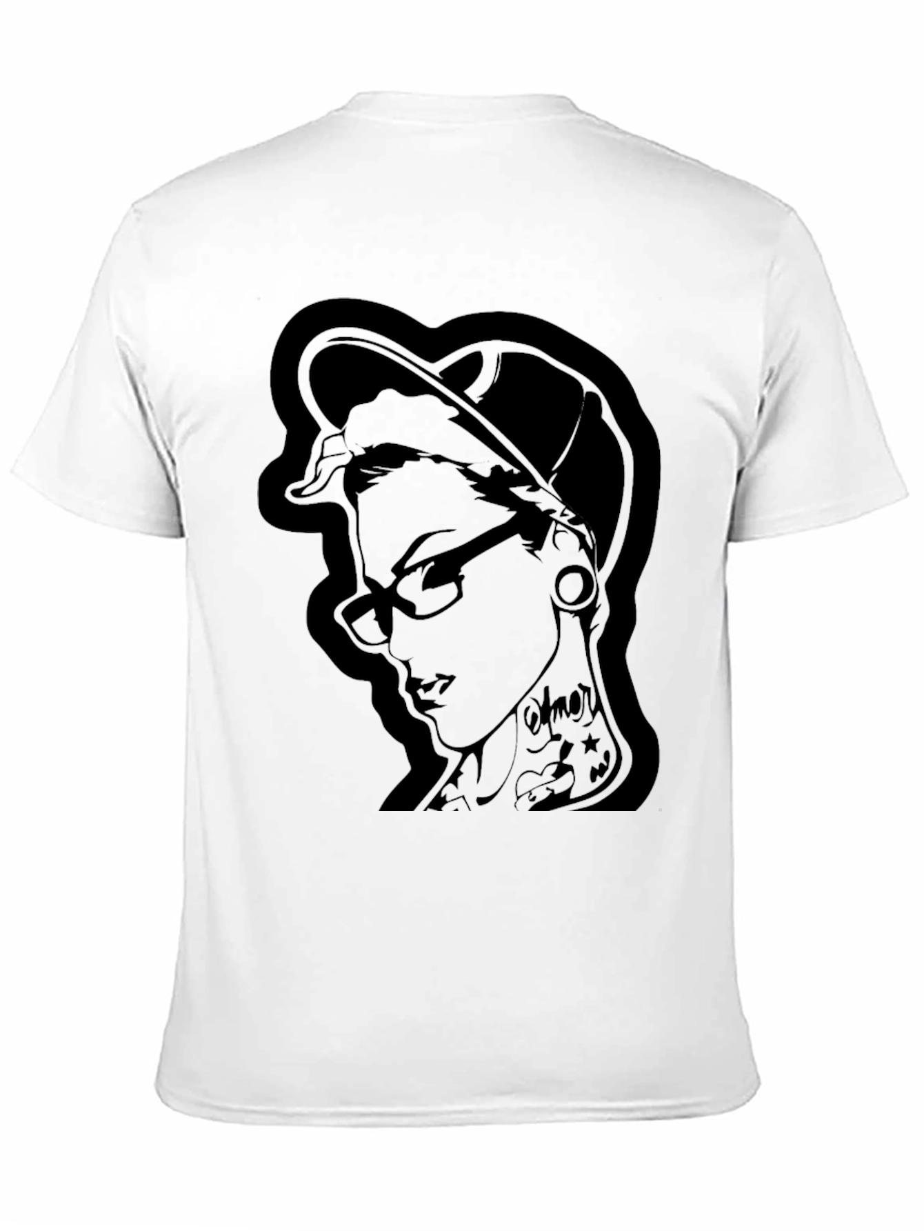 Edgy Ink Girl Graphic Black T-Shirt