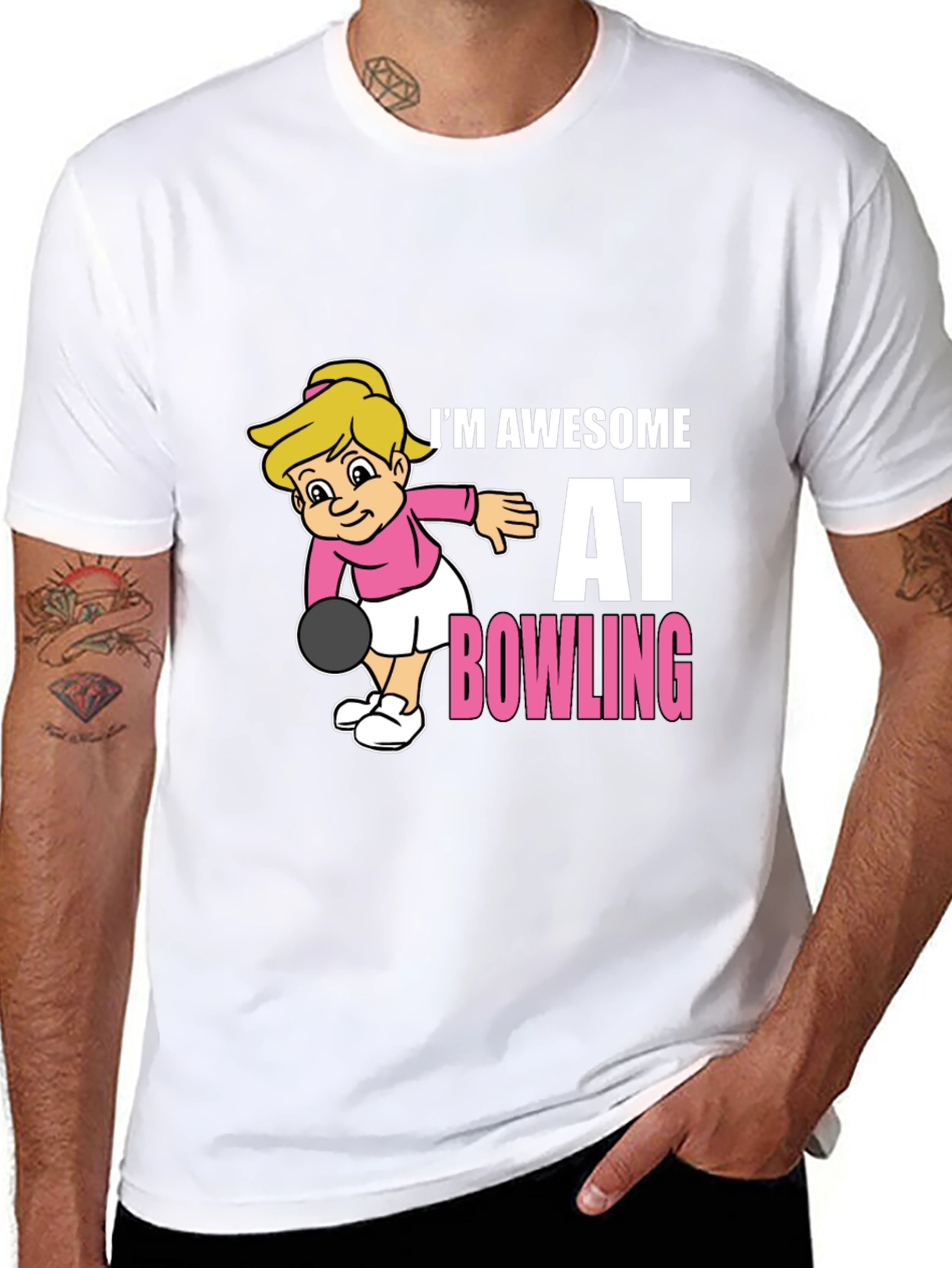Awesome Bowler T-Shirt - Cartoon Girl Bowling Design