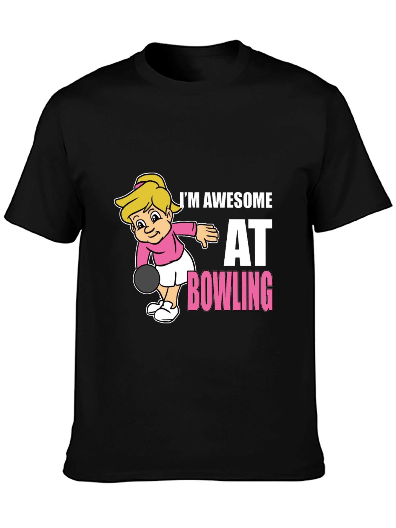 Awesome Bowler T-Shirt - Cartoon Girl Bowling Design