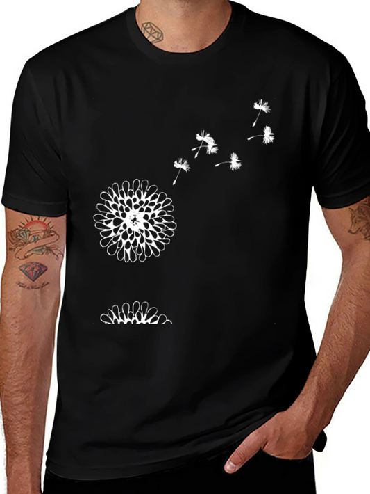 Mens Black Dandelion Graphic Tee