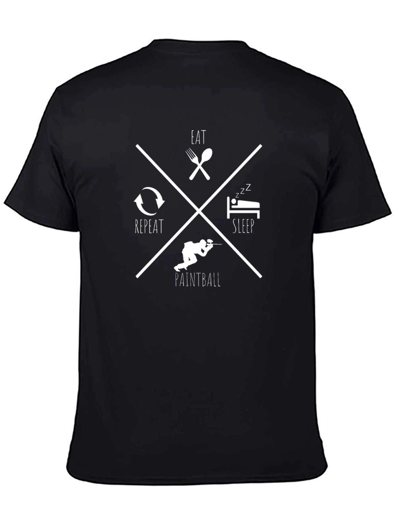 Eat Sleep Paintball Repeat Black T-Shirt