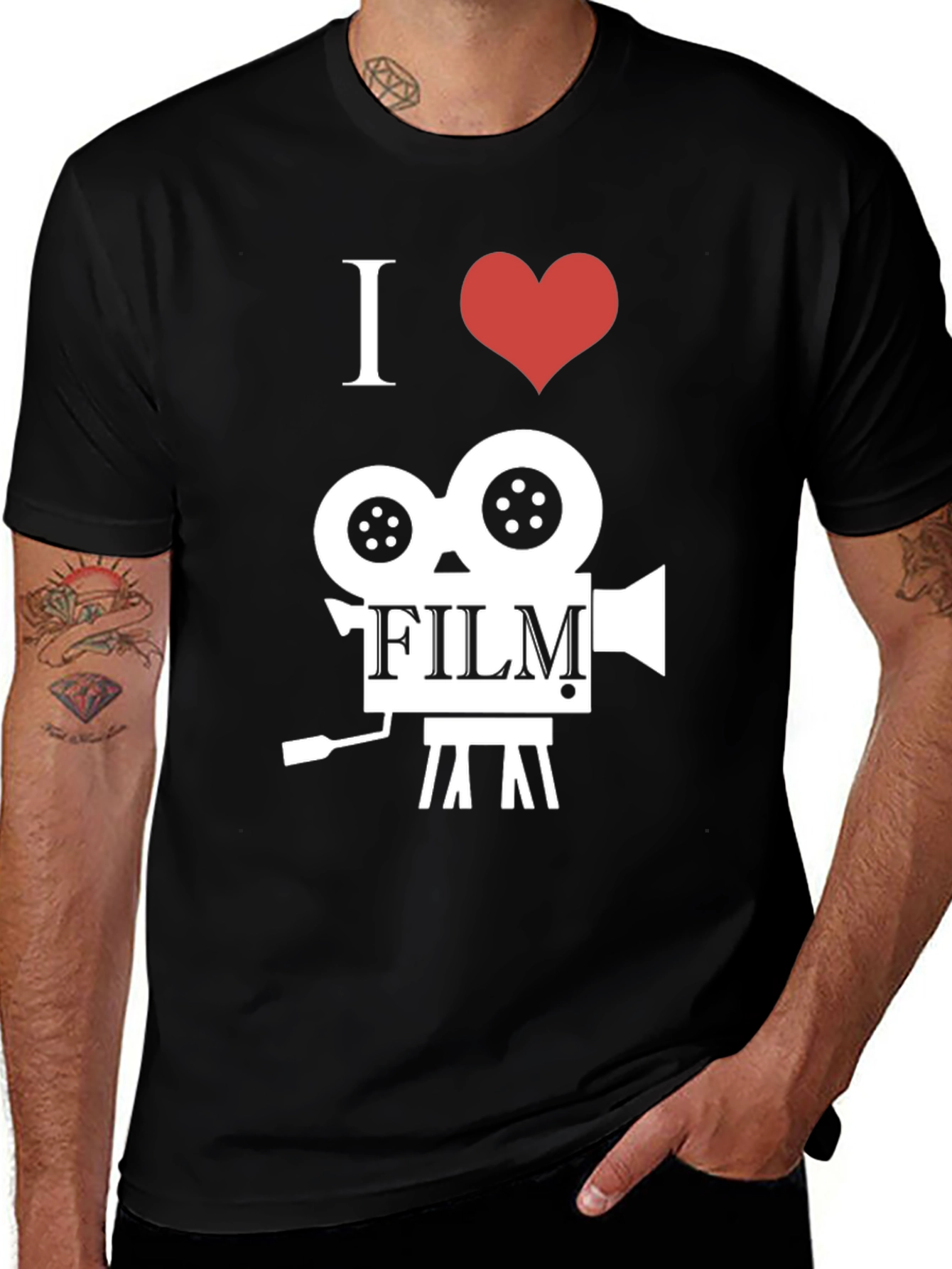 I Heart Film Camera Black Graphic Tee