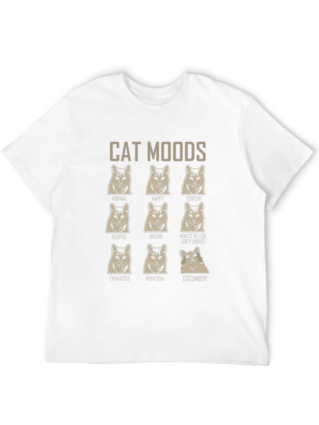 Cat Moods Graphic T-Shirt - Funny Feline Tee