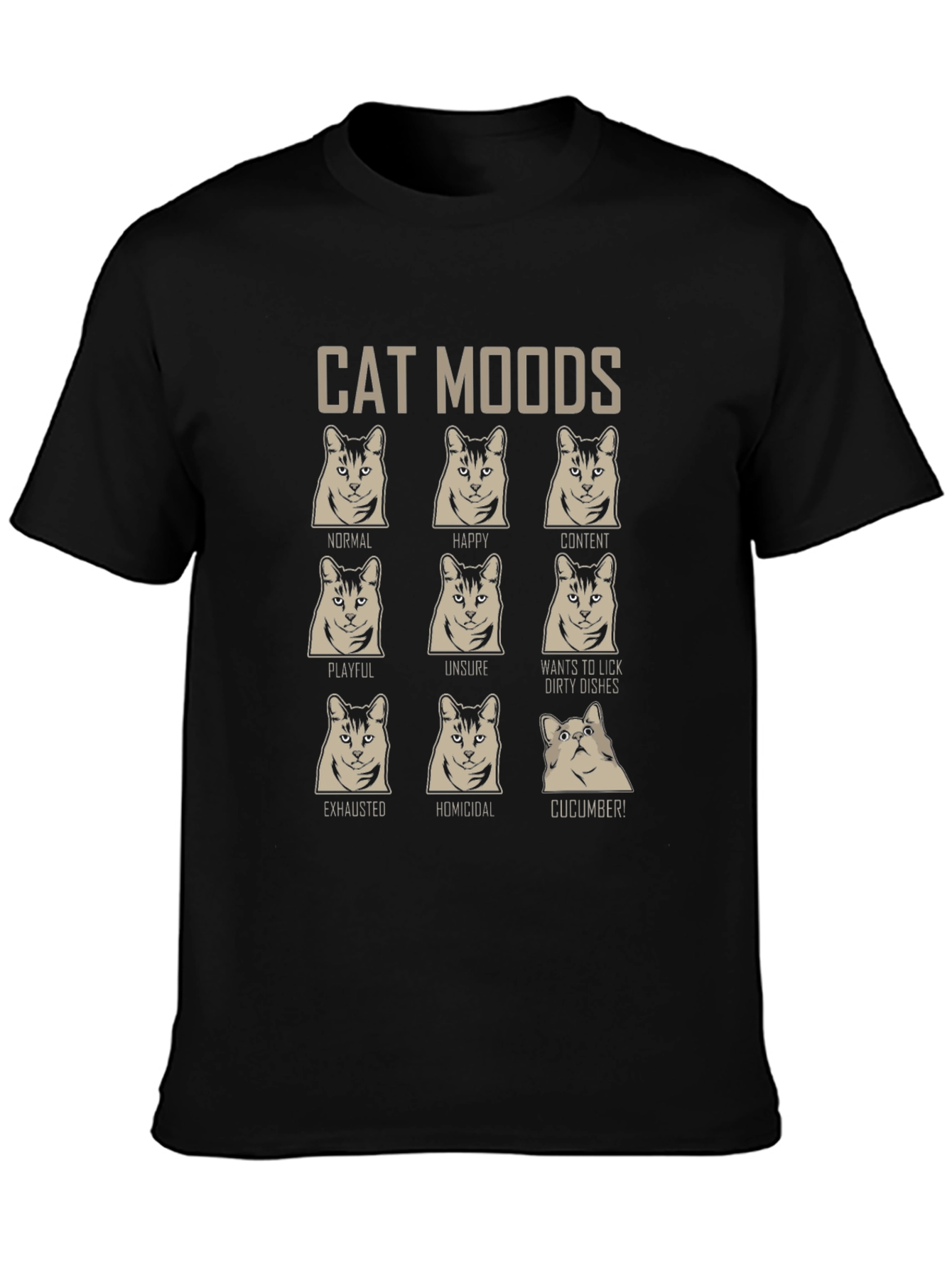 Cat Moods Graphic T-Shirt - Funny Feline Tee