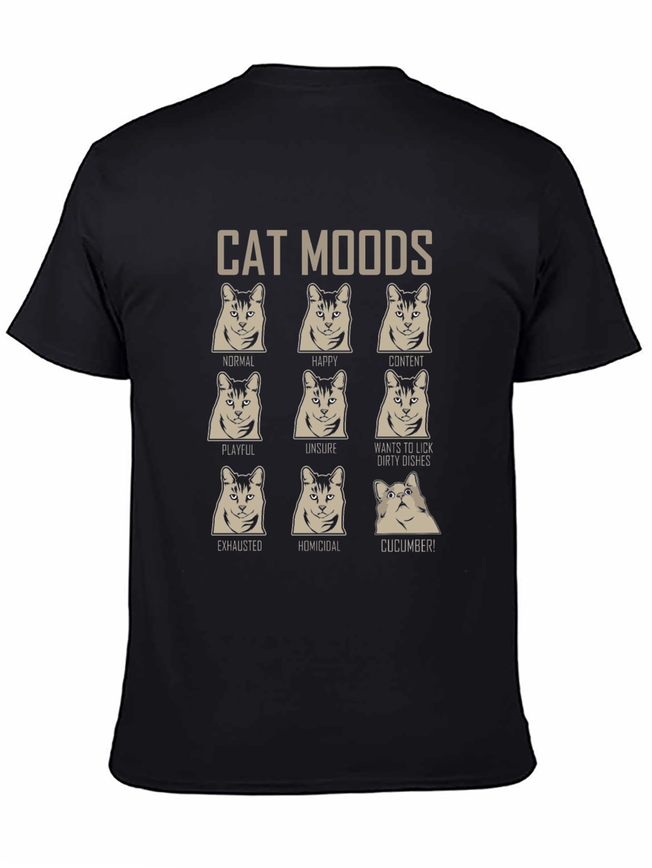 Cat Moods Graphic T-Shirt - Funny Feline Tee