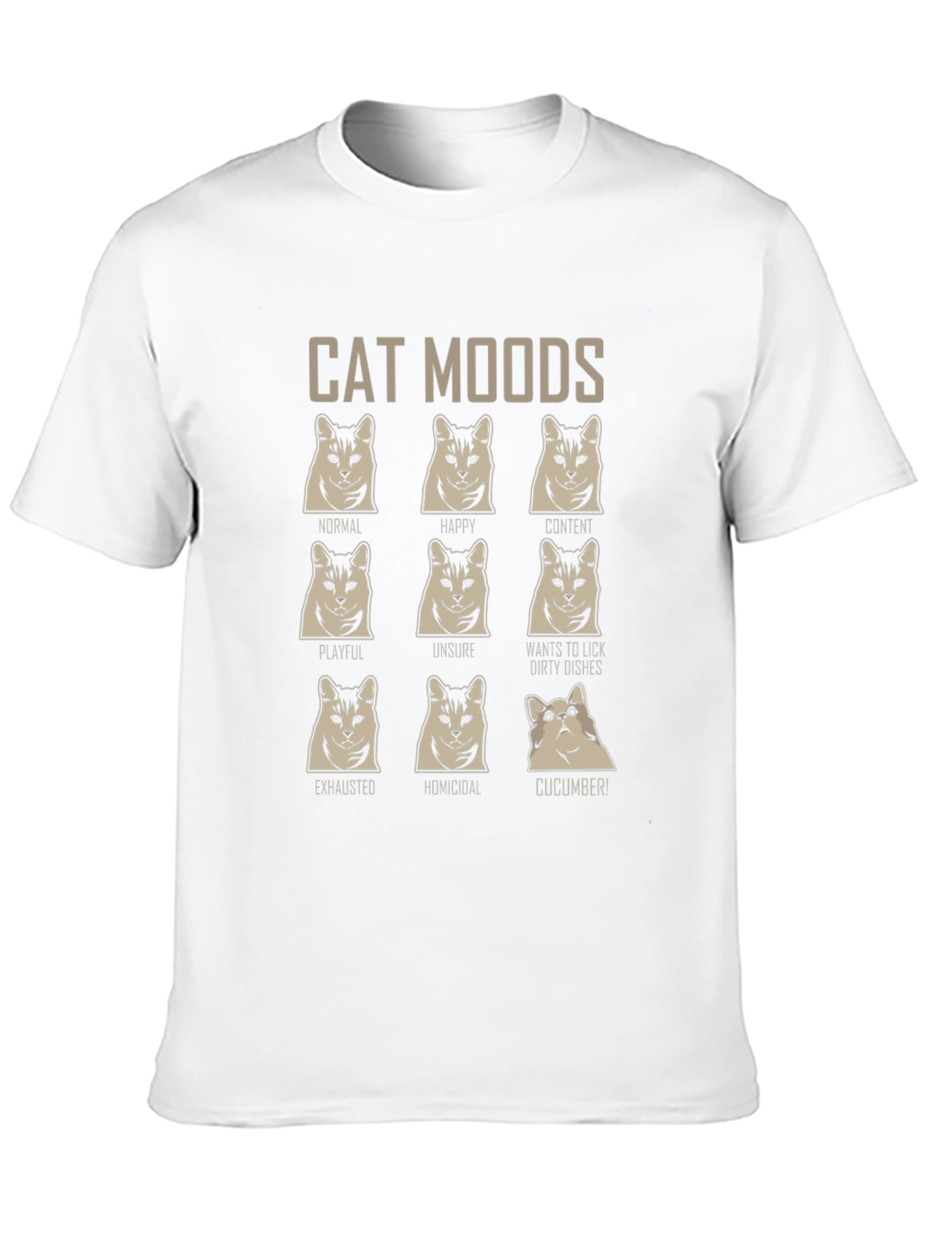 Cat Moods Graphic T-Shirt - Funny Feline Tee