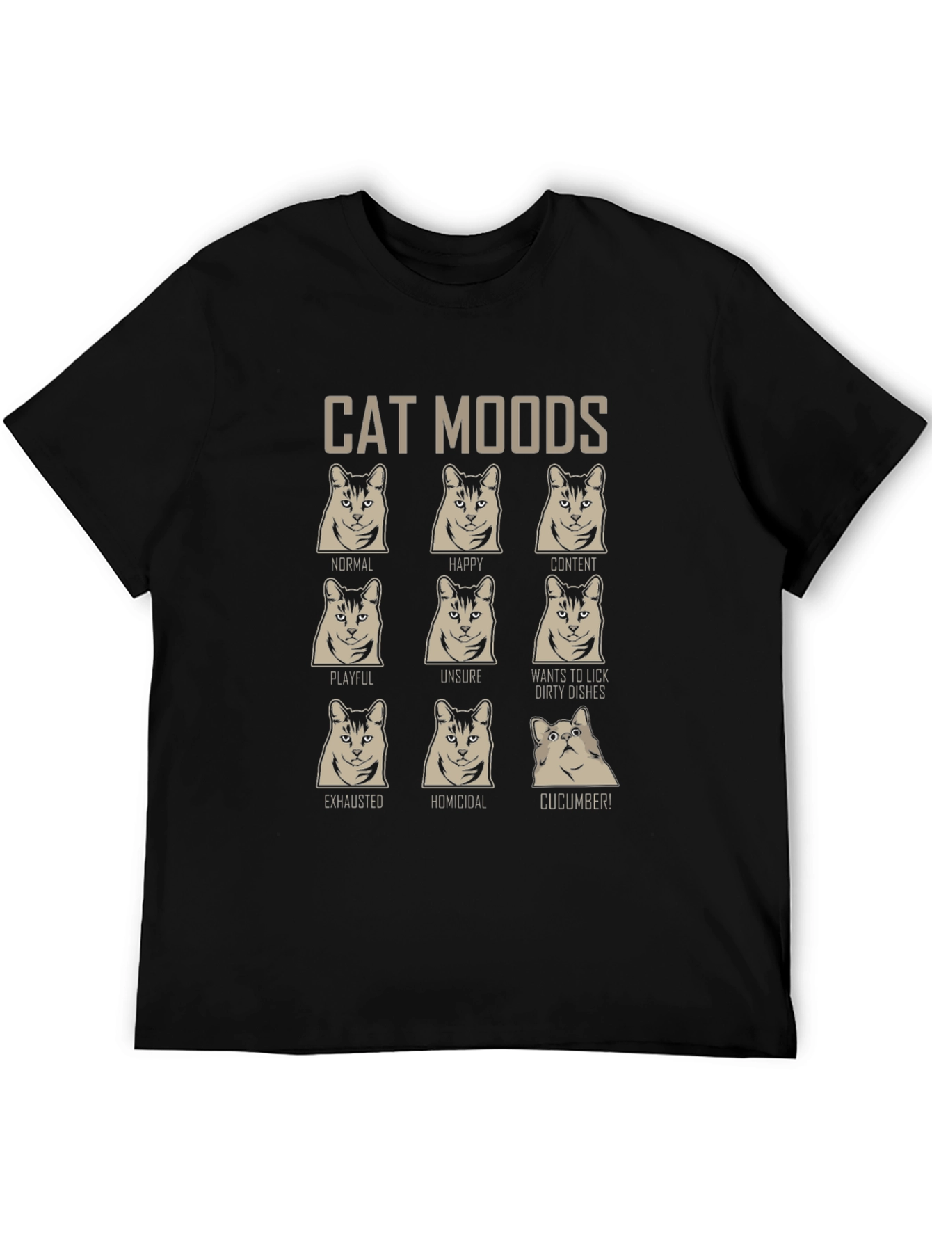 Cat Moods Graphic T-Shirt - Funny Feline Tee