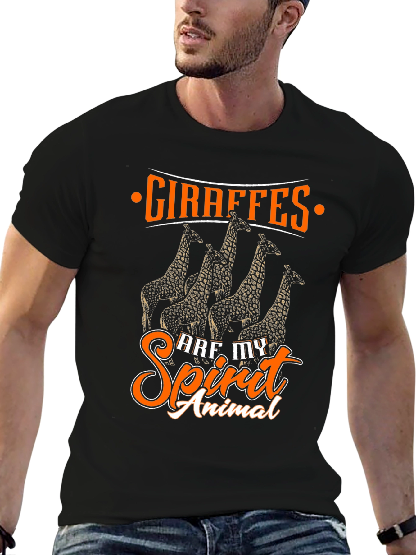 Giraffe Spirit Animal Black Graphic Tee