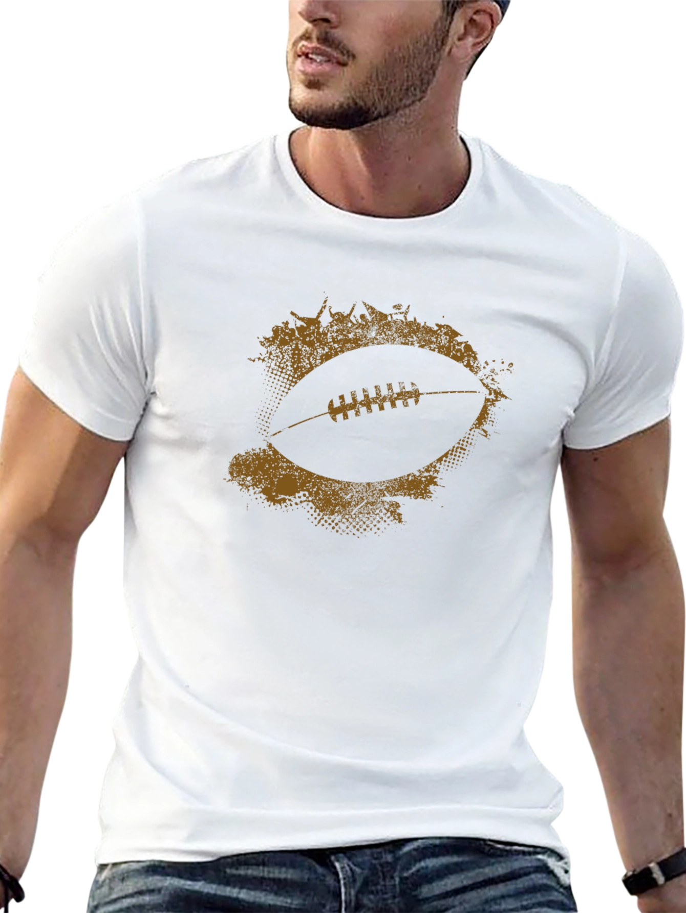 Football Graphic Tee - Distressed Style