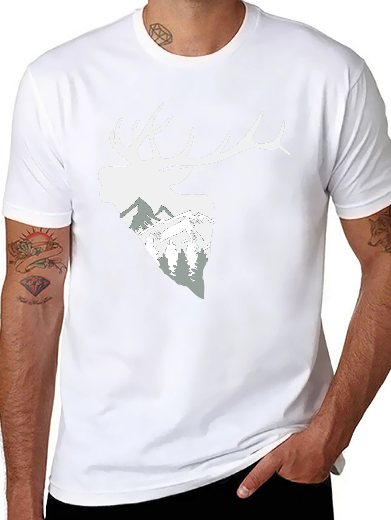 Mountain Deer Graphic T-Shirt