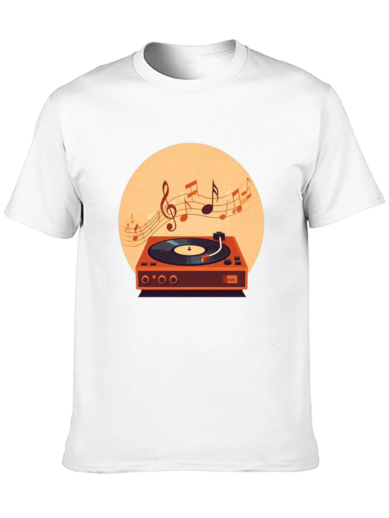 Retro Turntable Music T-Shirt - Black