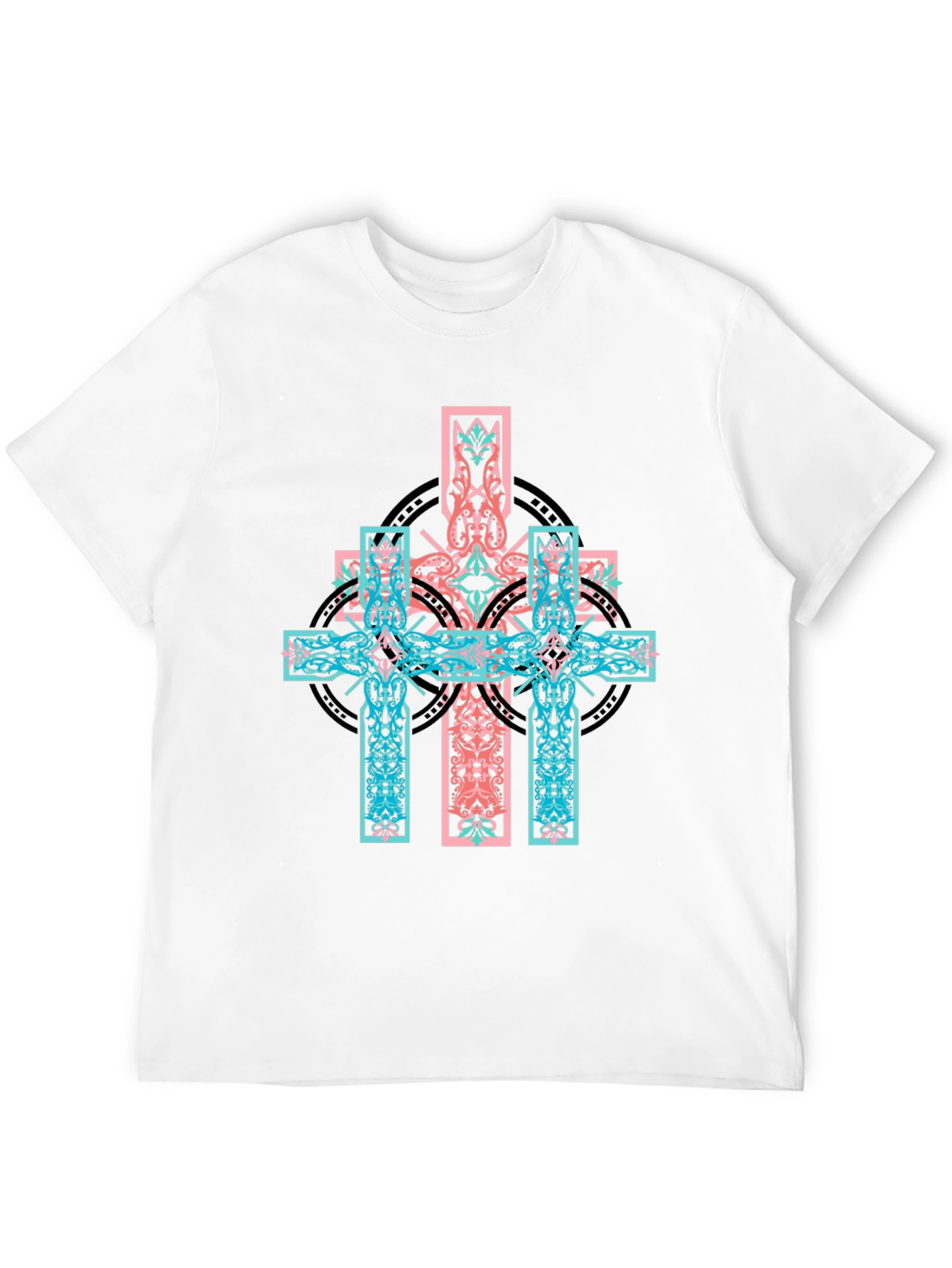 Celtic Cross Graphic Print Black T-Shirt