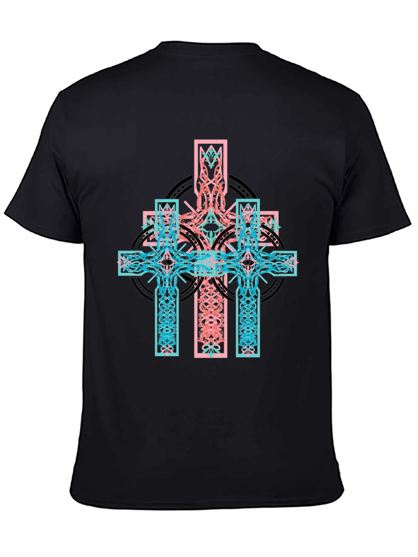 Celtic Cross Graphic Print Black T-Shirt