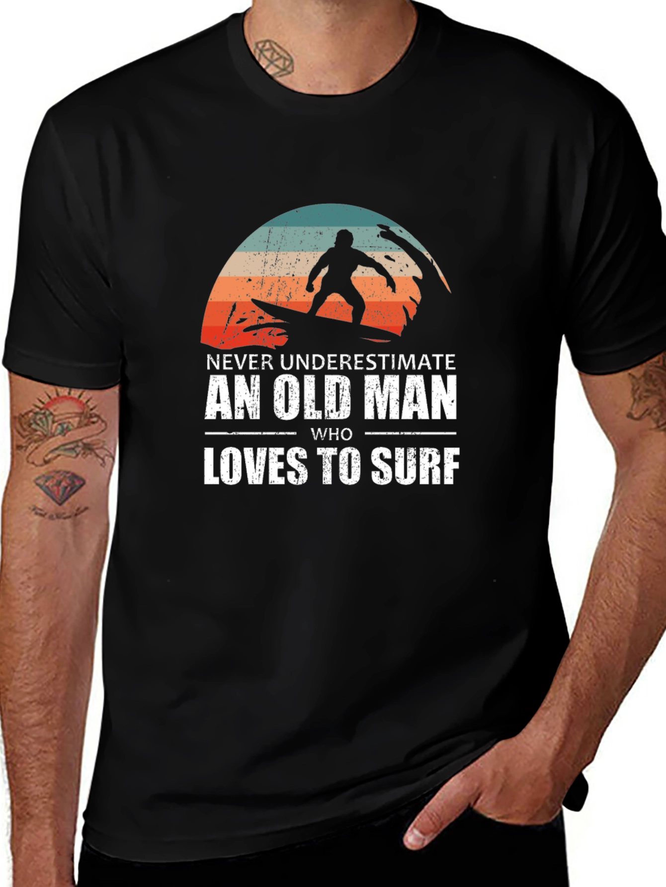 Old Man Surfer Graphic T-Shirt