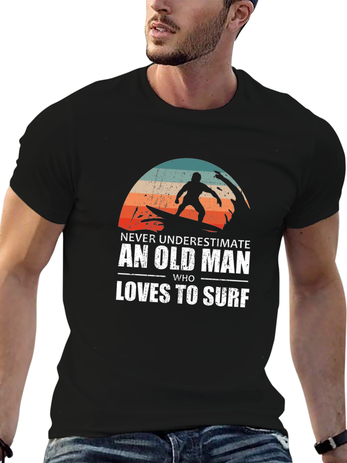 Old Man Surfer Graphic T-Shirt