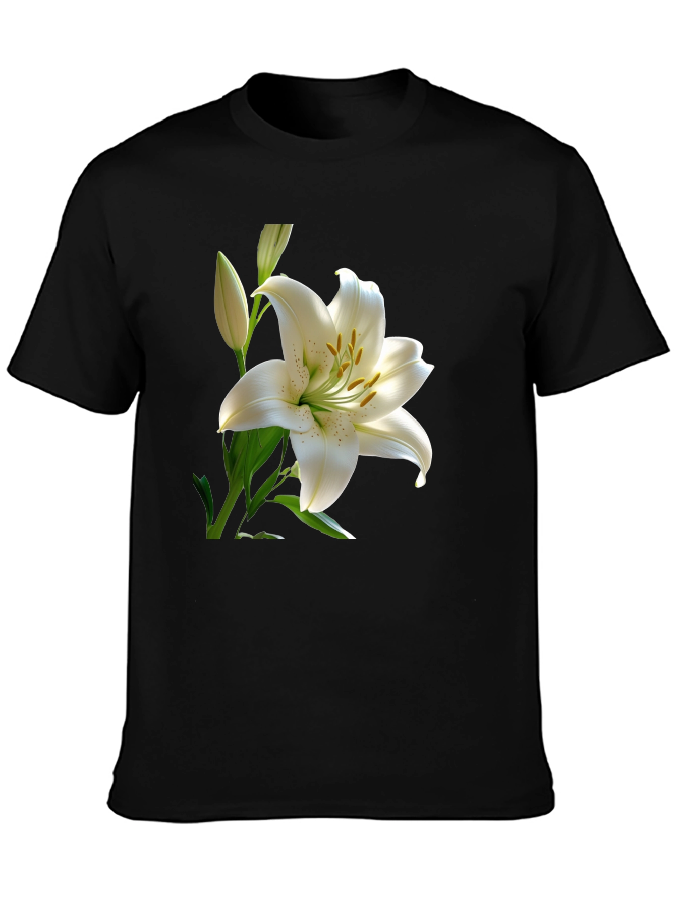White Lily Graphic Tee - Elegant Floral Design