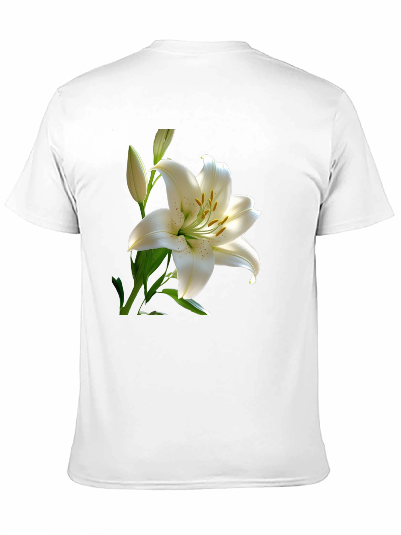 White Lily Graphic Tee - Elegant Floral Design