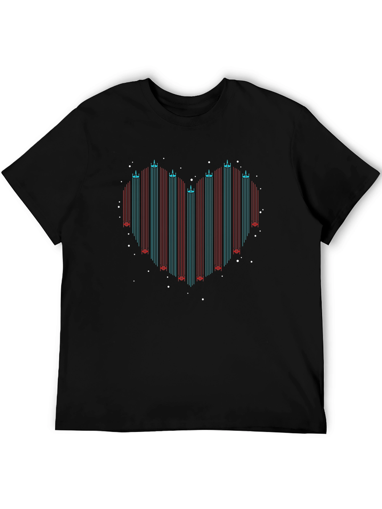 Heart Shaped Starship Trail Black T-Shirt