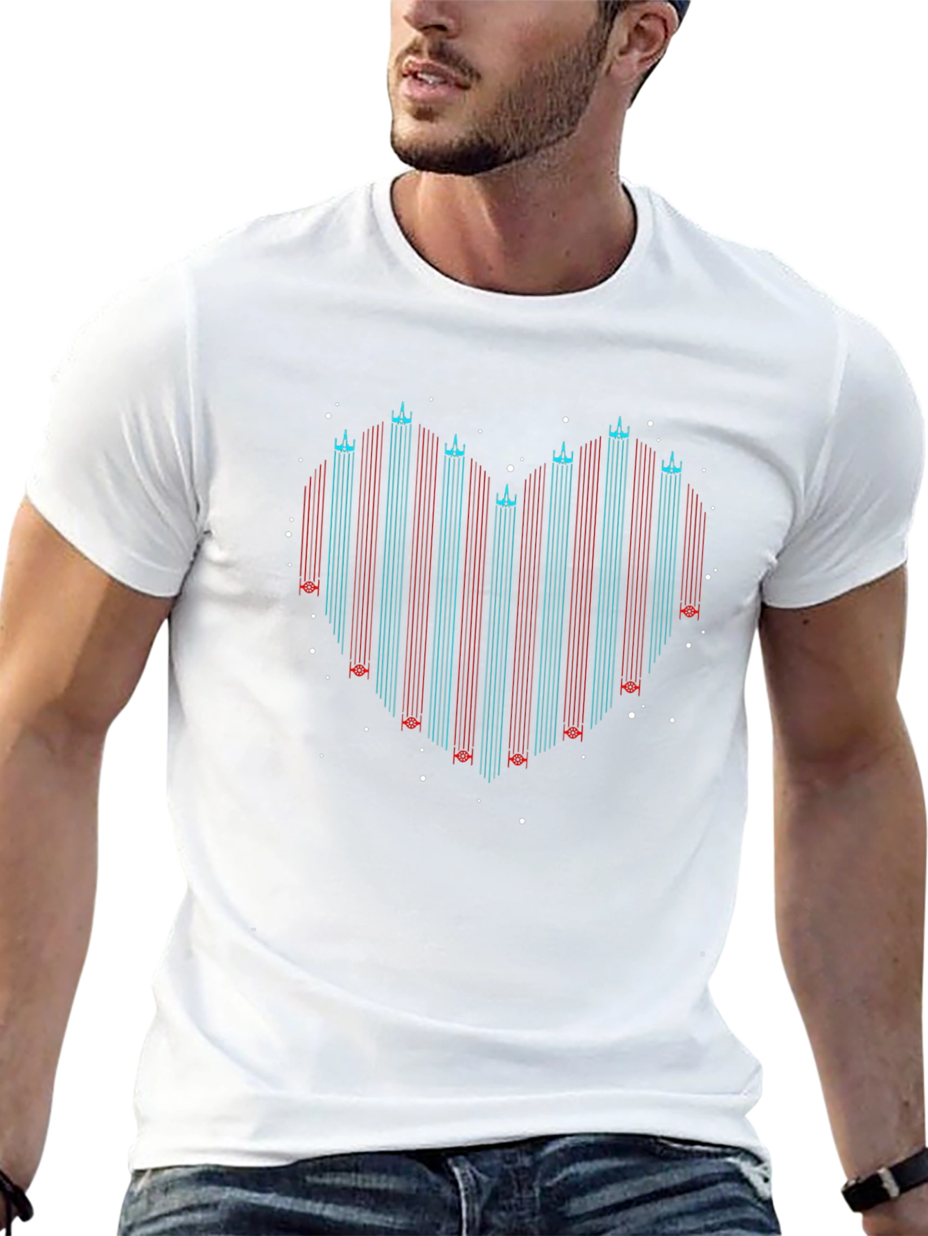 Heart Shaped Starship Trail Black T-Shirt