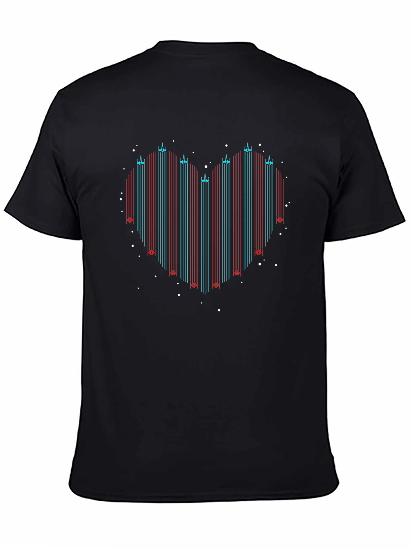 Heart Shaped Starship Trail Black T-Shirt