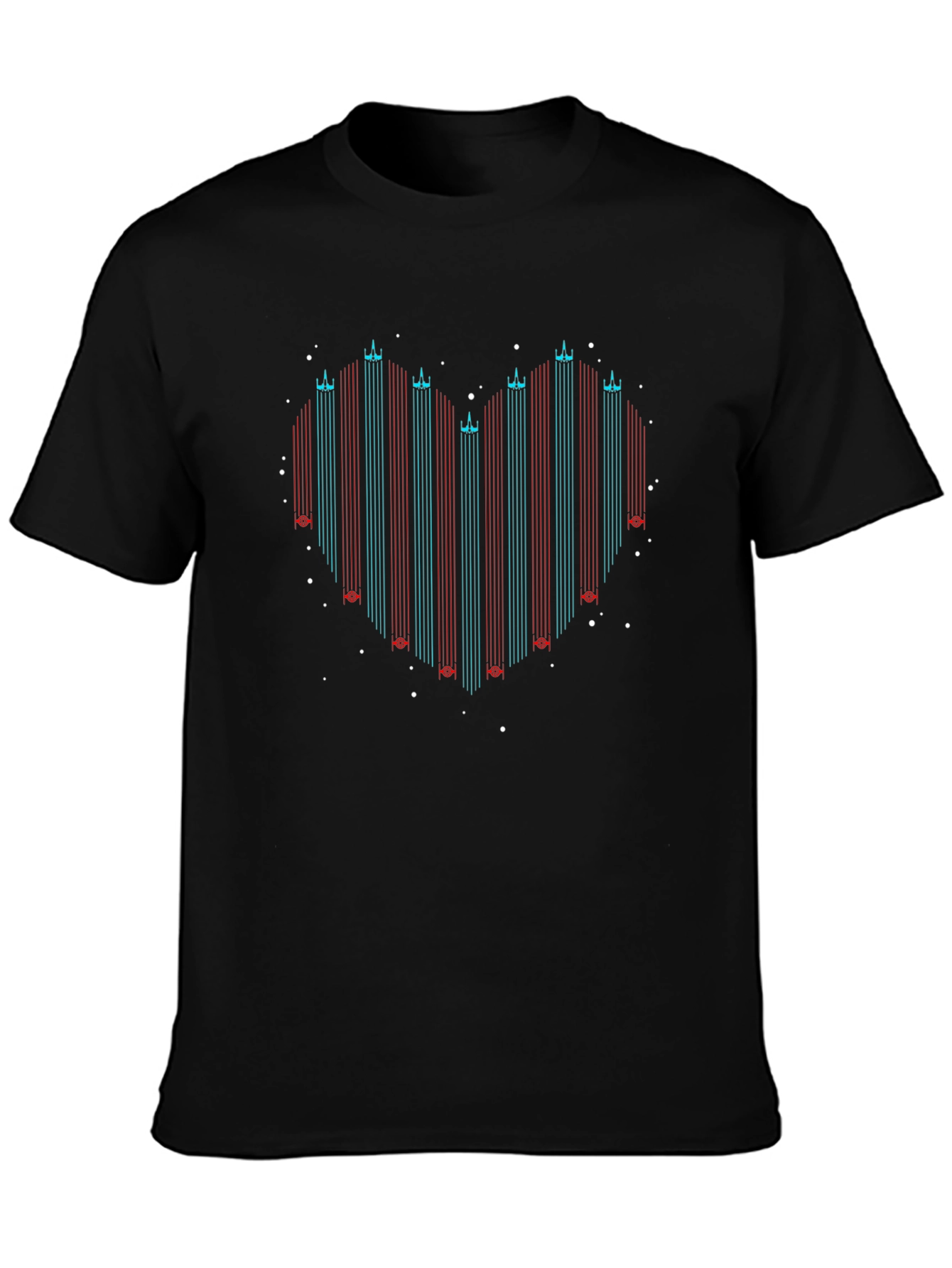 Heart Shaped Starship Trail Black T-Shirt