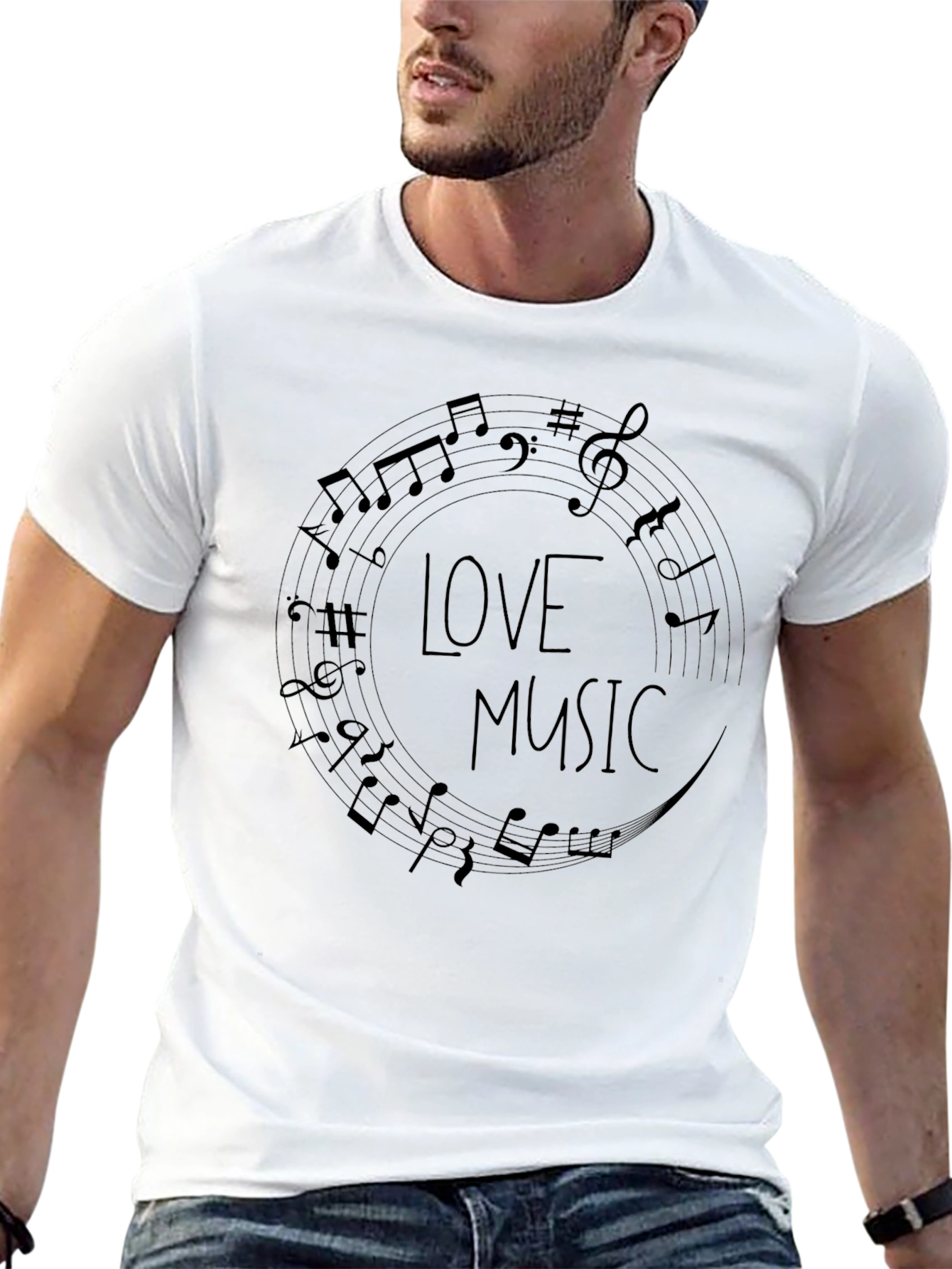 Love Music Graphic T-Shirt - Black Cotton Tee